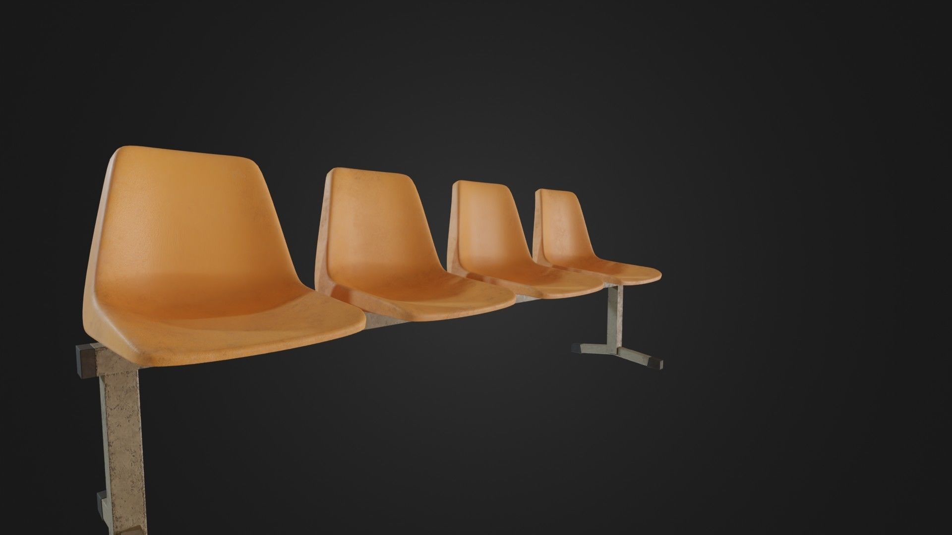 Old Waiting Bench 01 Low-poly 3D model_5