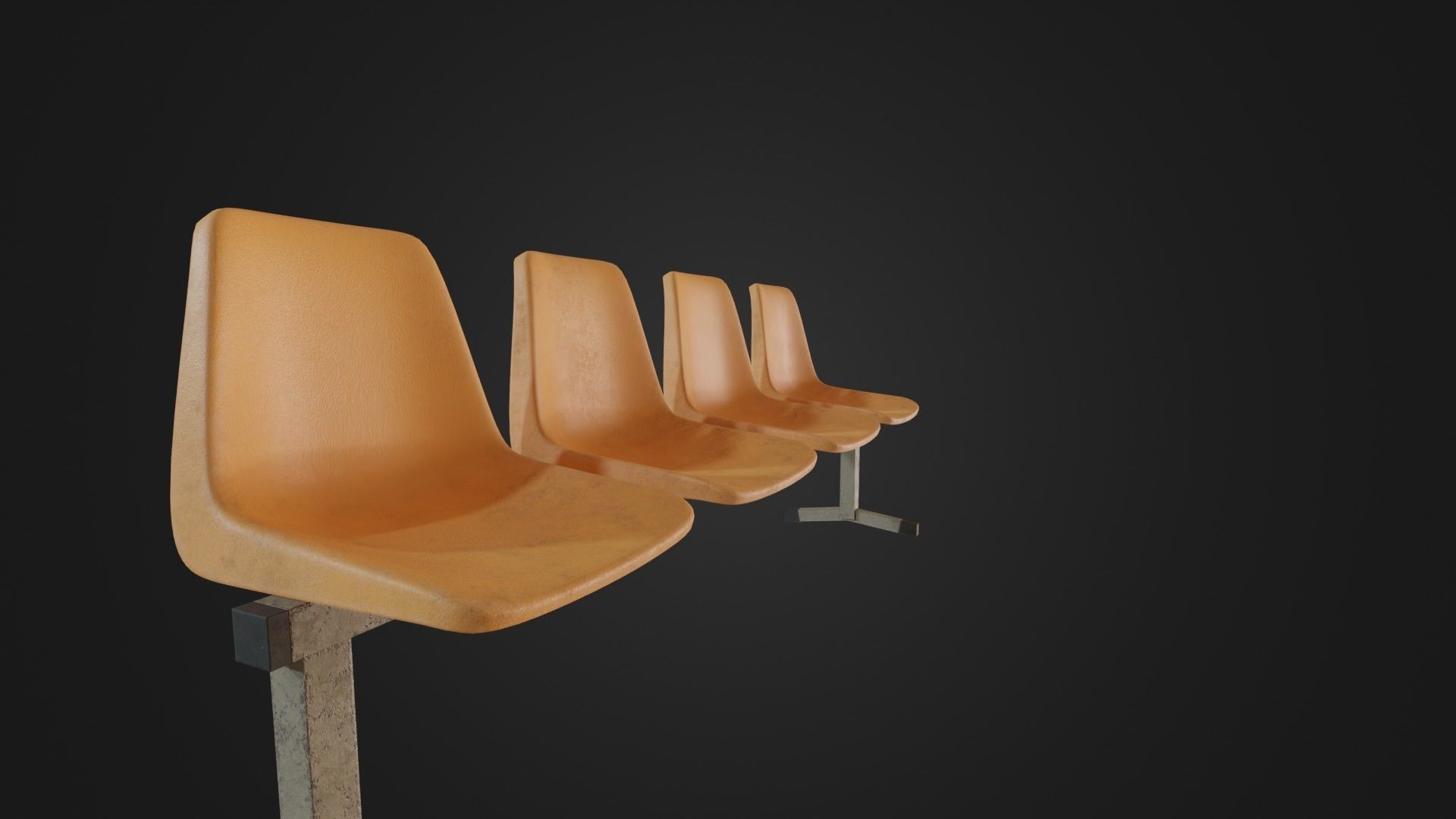 Old Waiting Bench 01 Low-poly 3D model_7