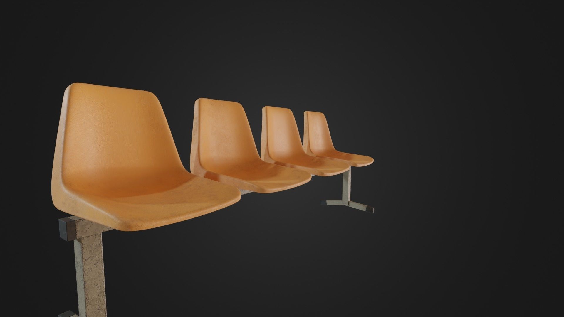 Old Waiting Bench 01 Low-poly 3D model_6