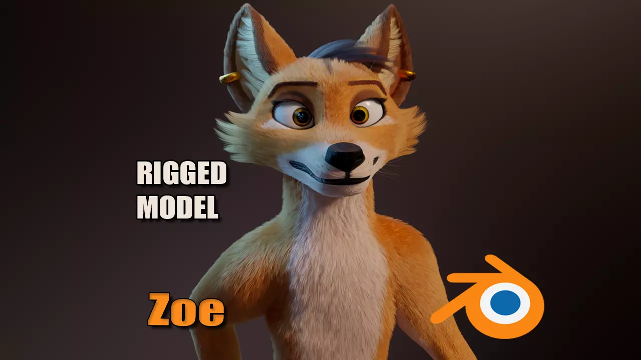 Zoe Anthro Fox 3D model_0