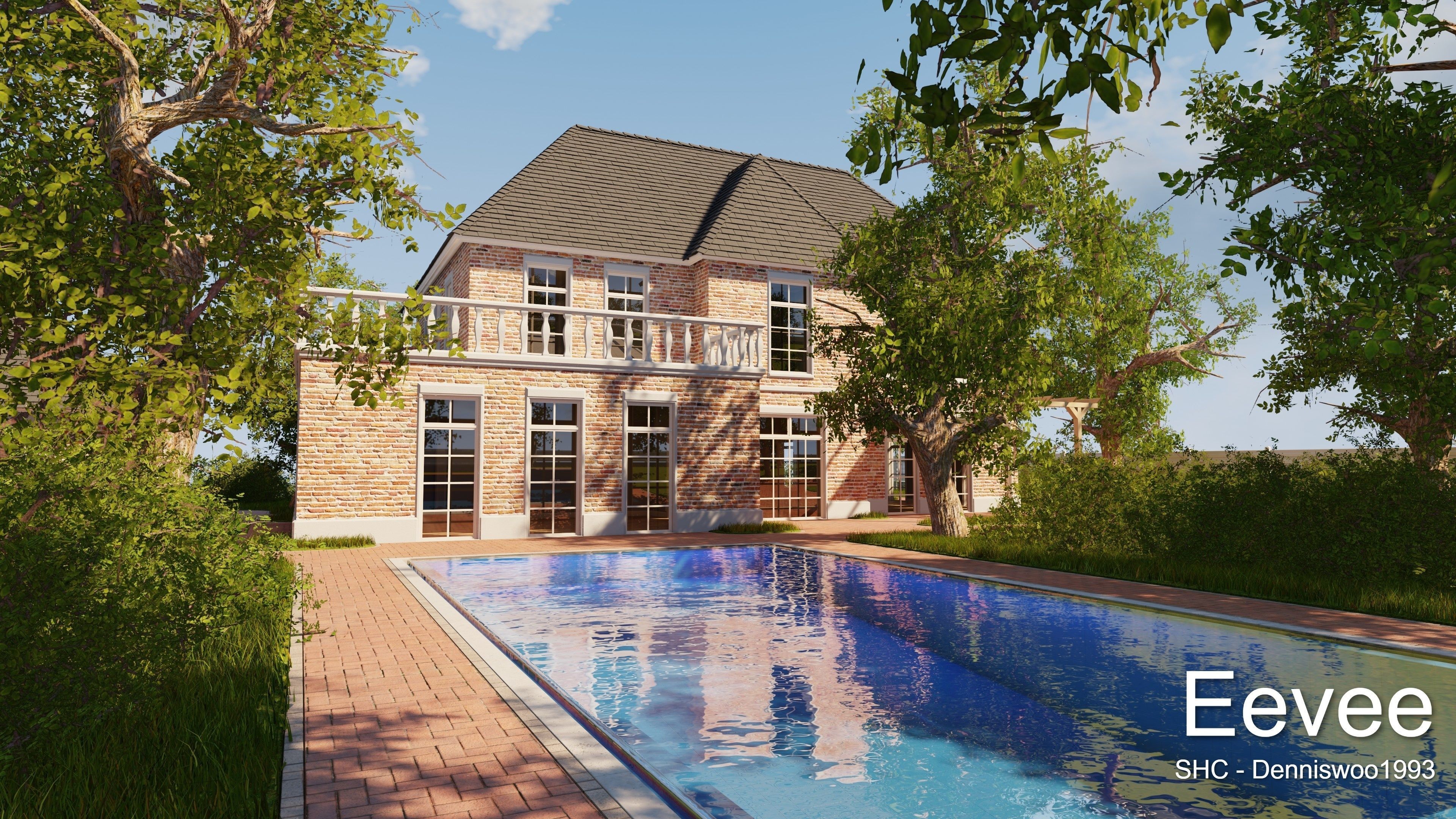 Classic villa 2021 Blender Eevee and Cycles 1 without furniture Low-poly 3D model_19