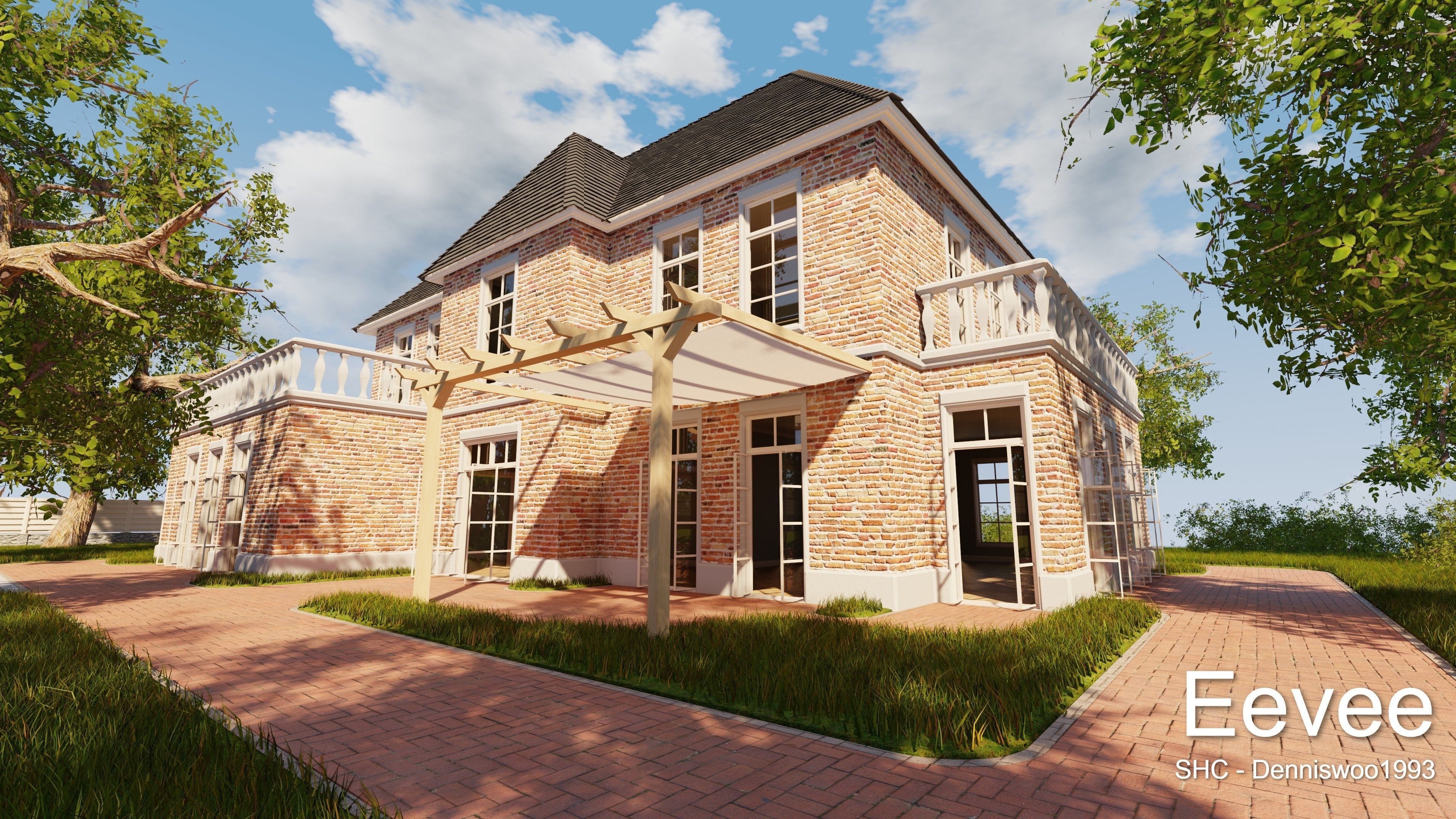 Classic villa 2021 Blender Eevee and Cycles 1 without furniture Low-poly 3D model_21