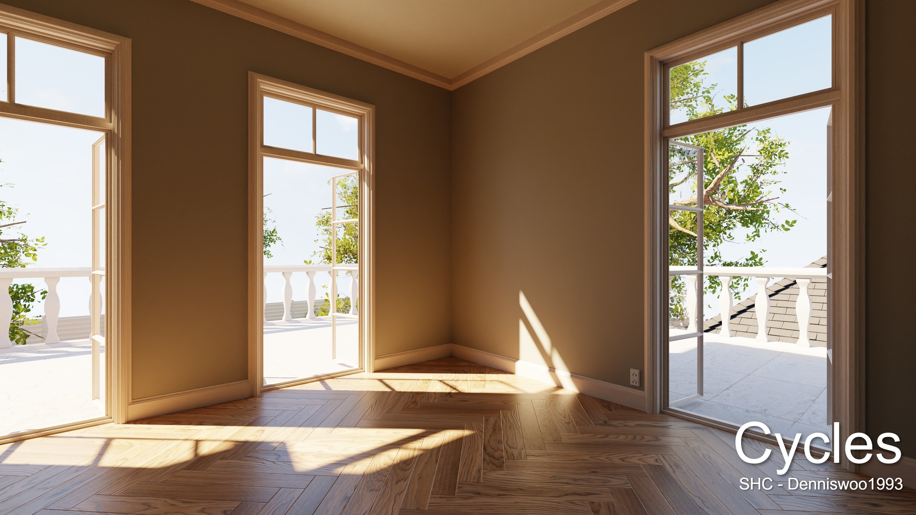 Classic villa 2021 Blender Eevee and Cycles 1 without furniture Low-poly 3D model_6