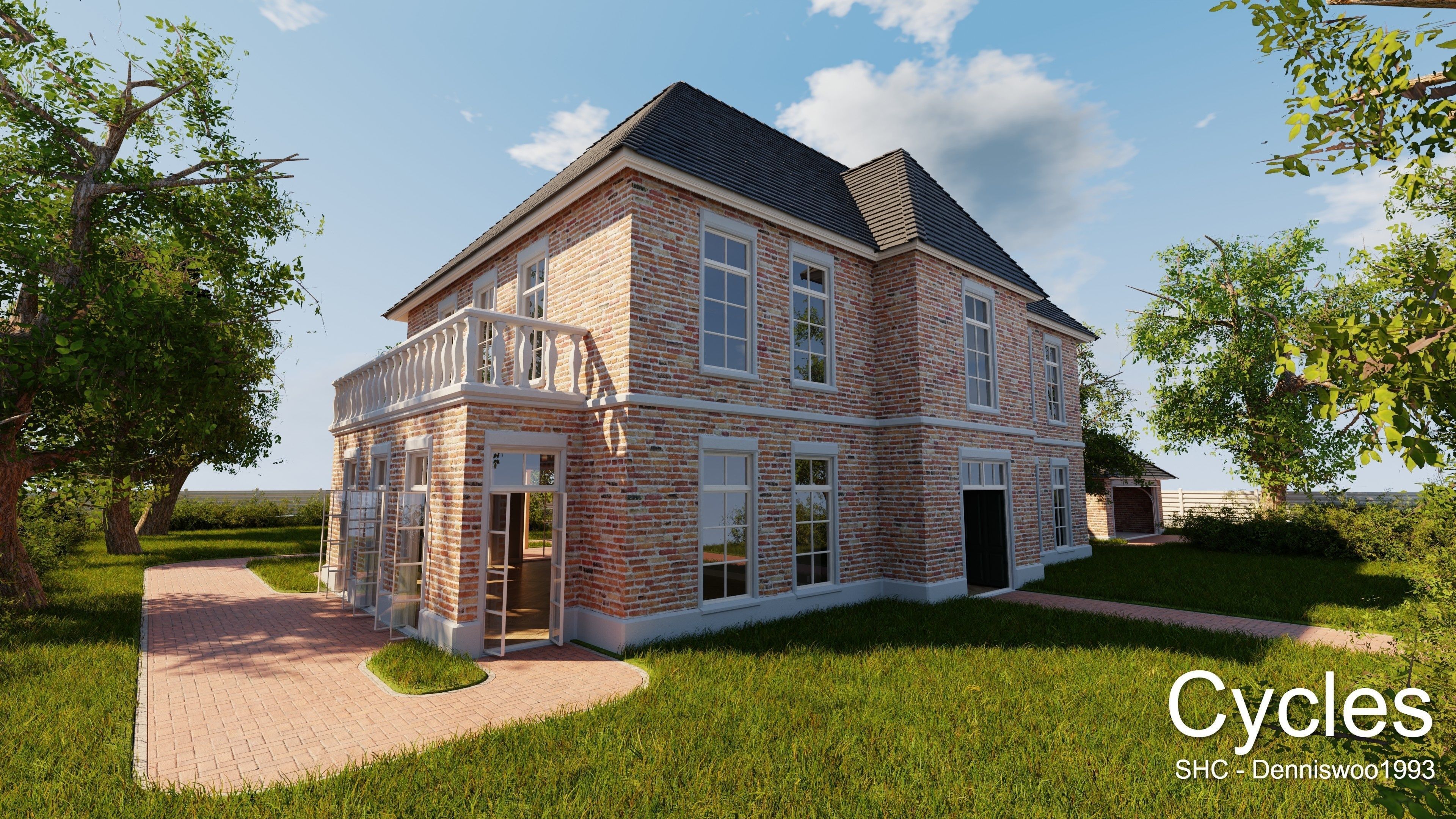 Classic villa 2021 Blender Eevee and Cycles 1 without furniture Low-poly 3D model_17