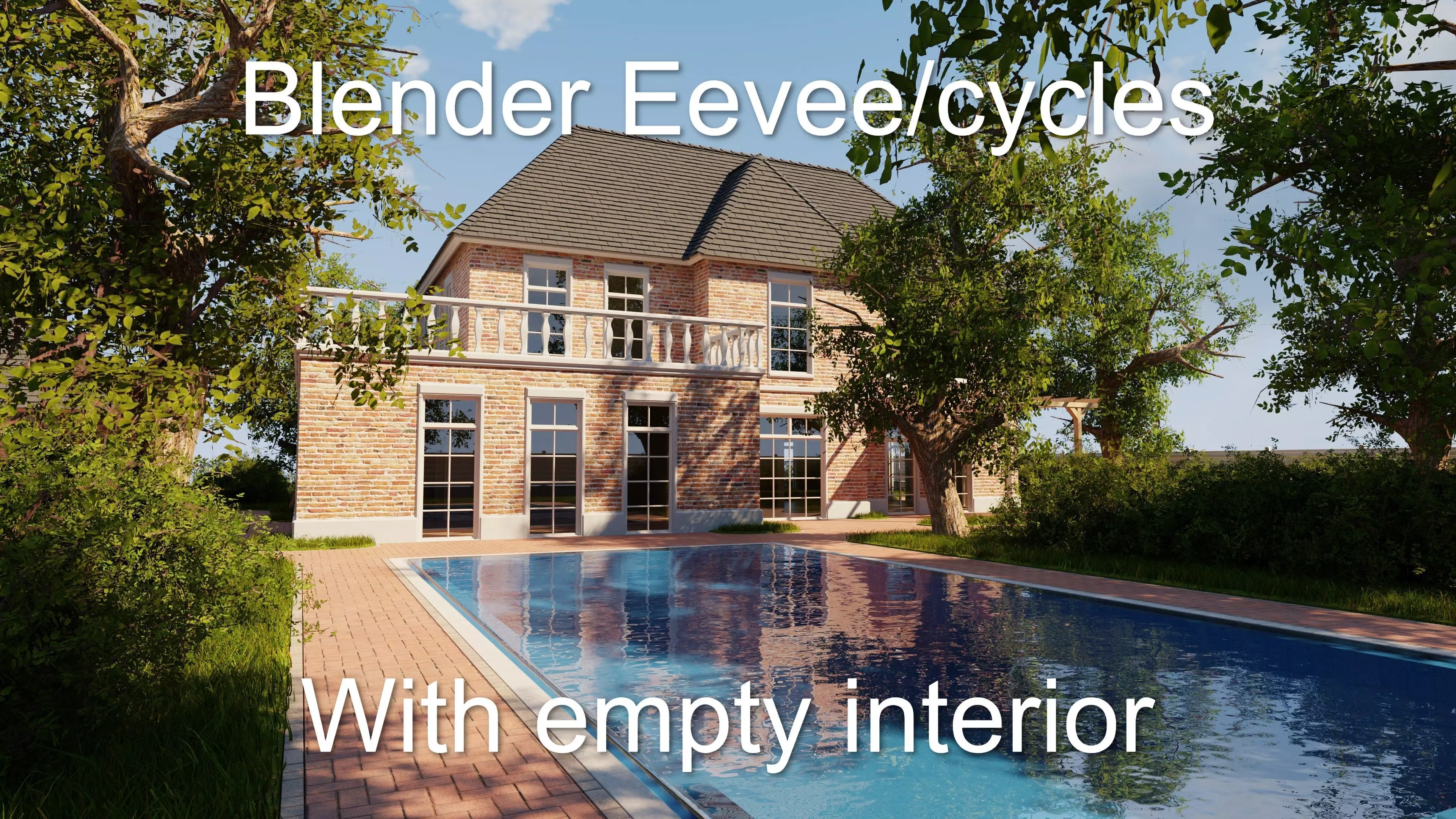 Classic villa 2021 Blender Eevee and Cycles 1 without furniture Low-poly 3D model_0