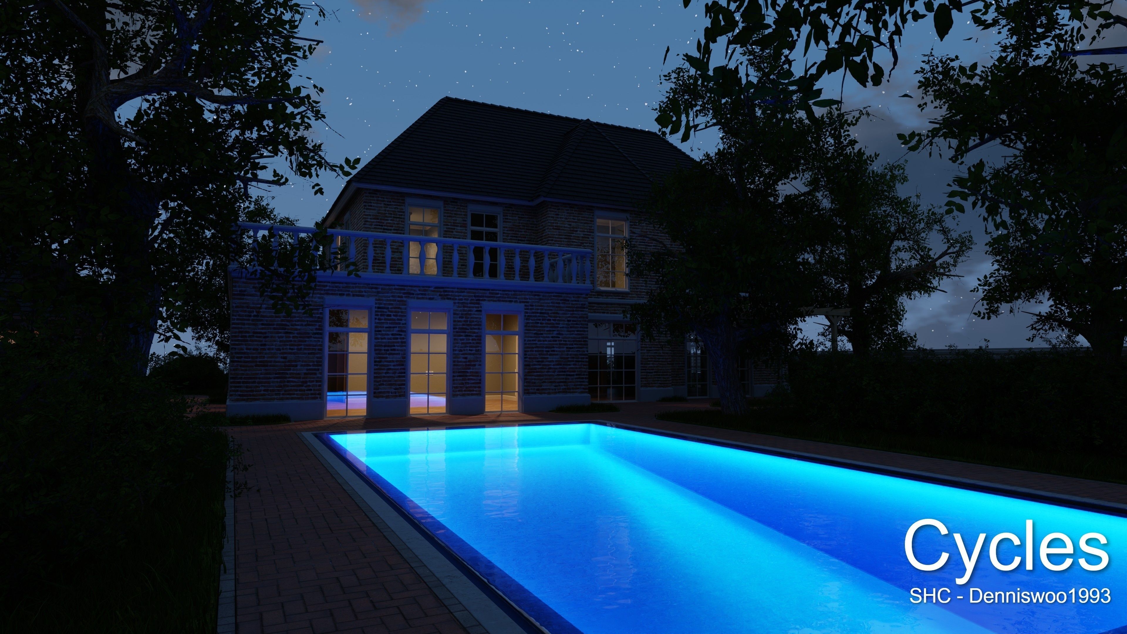 Classic villa 2021 Blender Eevee and Cycles 1 without furniture Low-poly 3D model_4