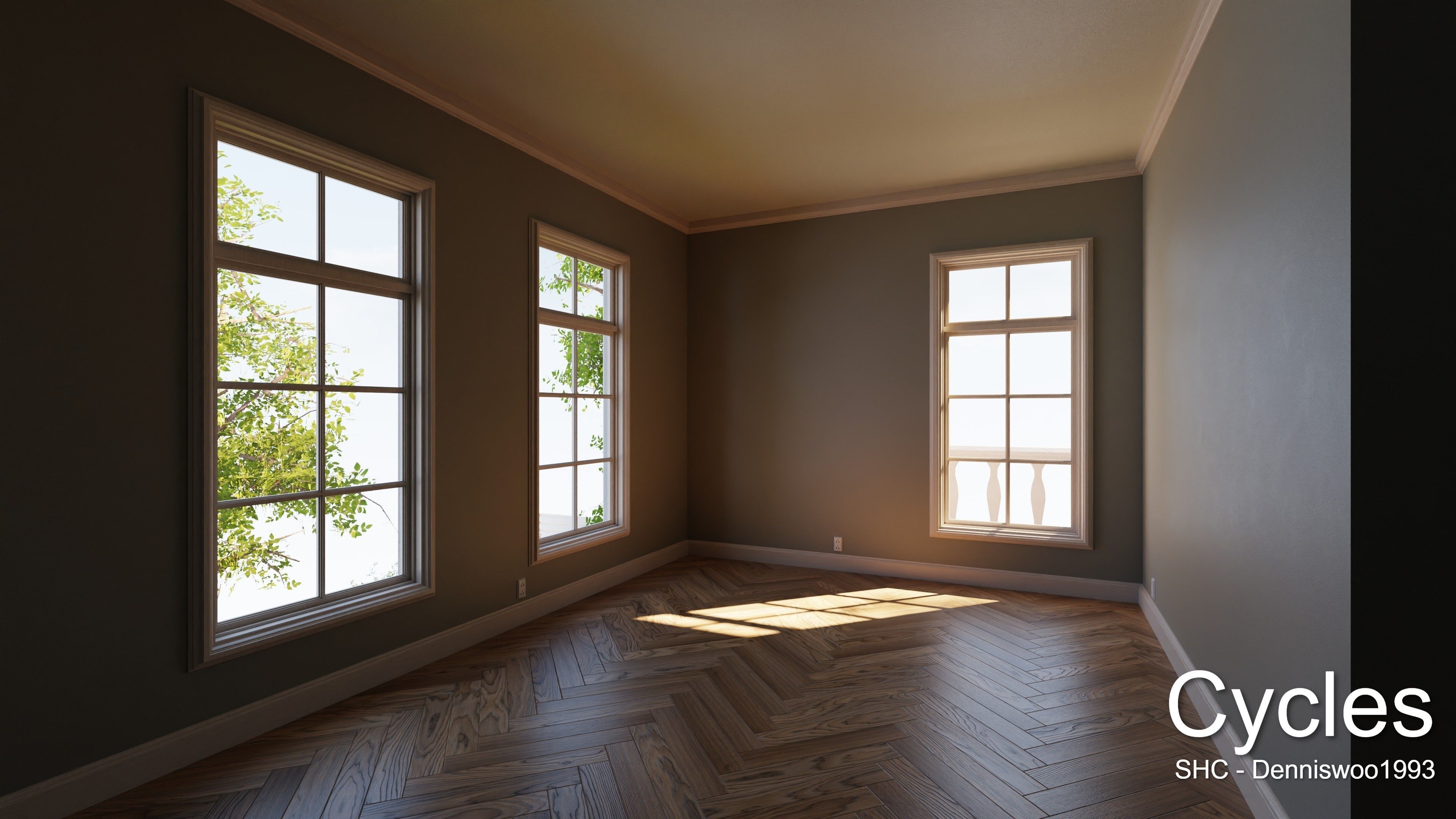 Classic villa 2021 Blender Eevee and Cycles 1 without furniture Low-poly 3D model_12