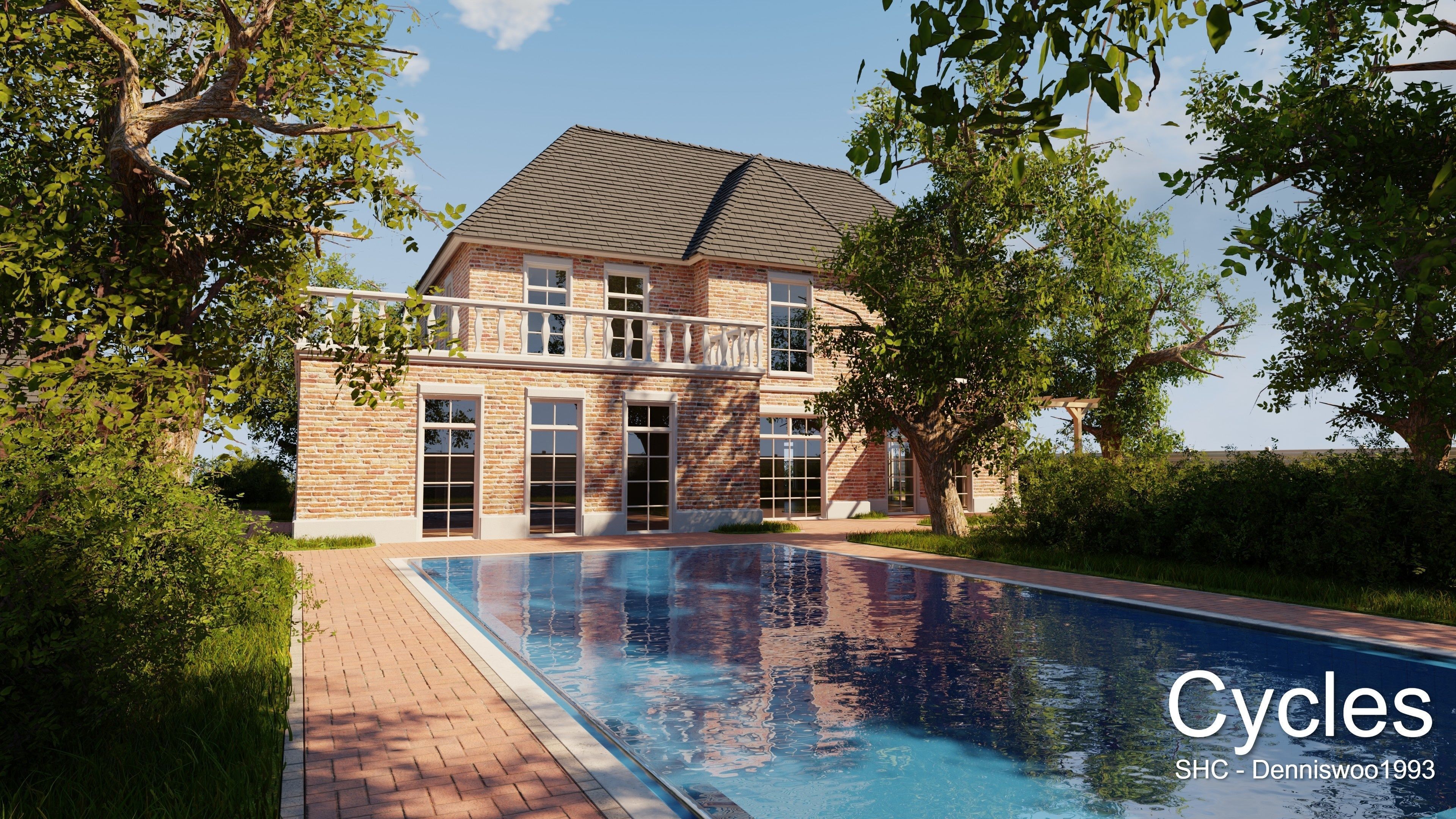 Classic villa 2021 Blender Eevee and Cycles 1 without furniture Low-poly 3D model_3