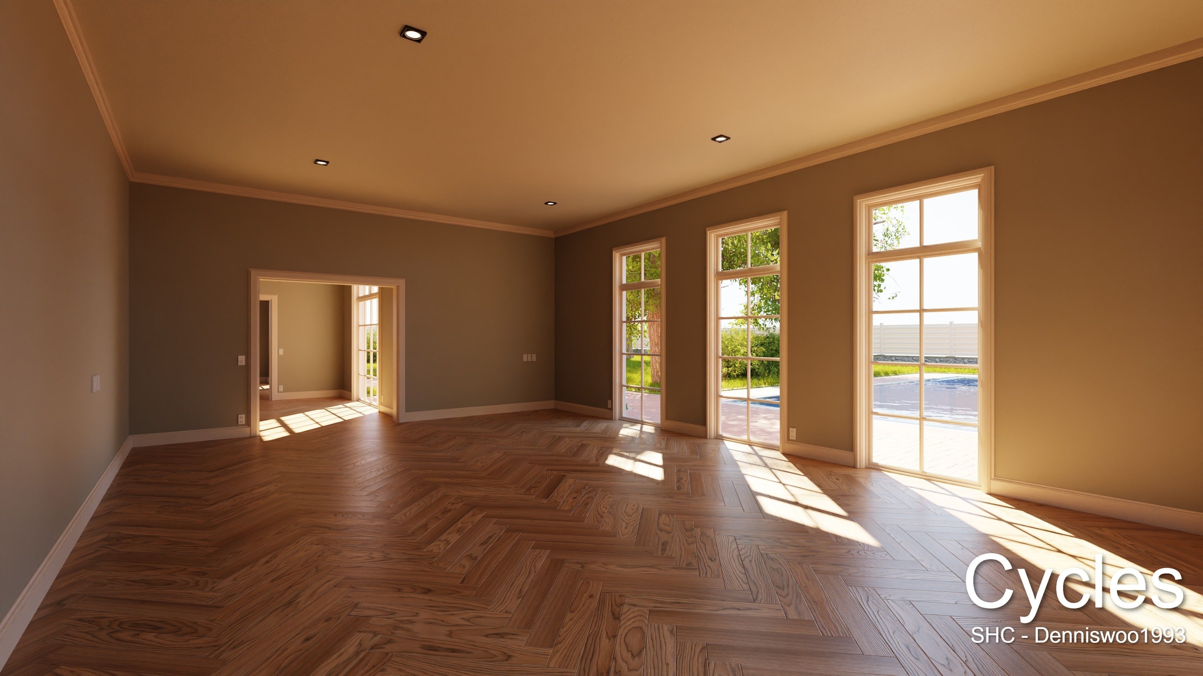 Classic villa 2021 Blender Eevee and Cycles 1 without furniture Low-poly 3D model_2