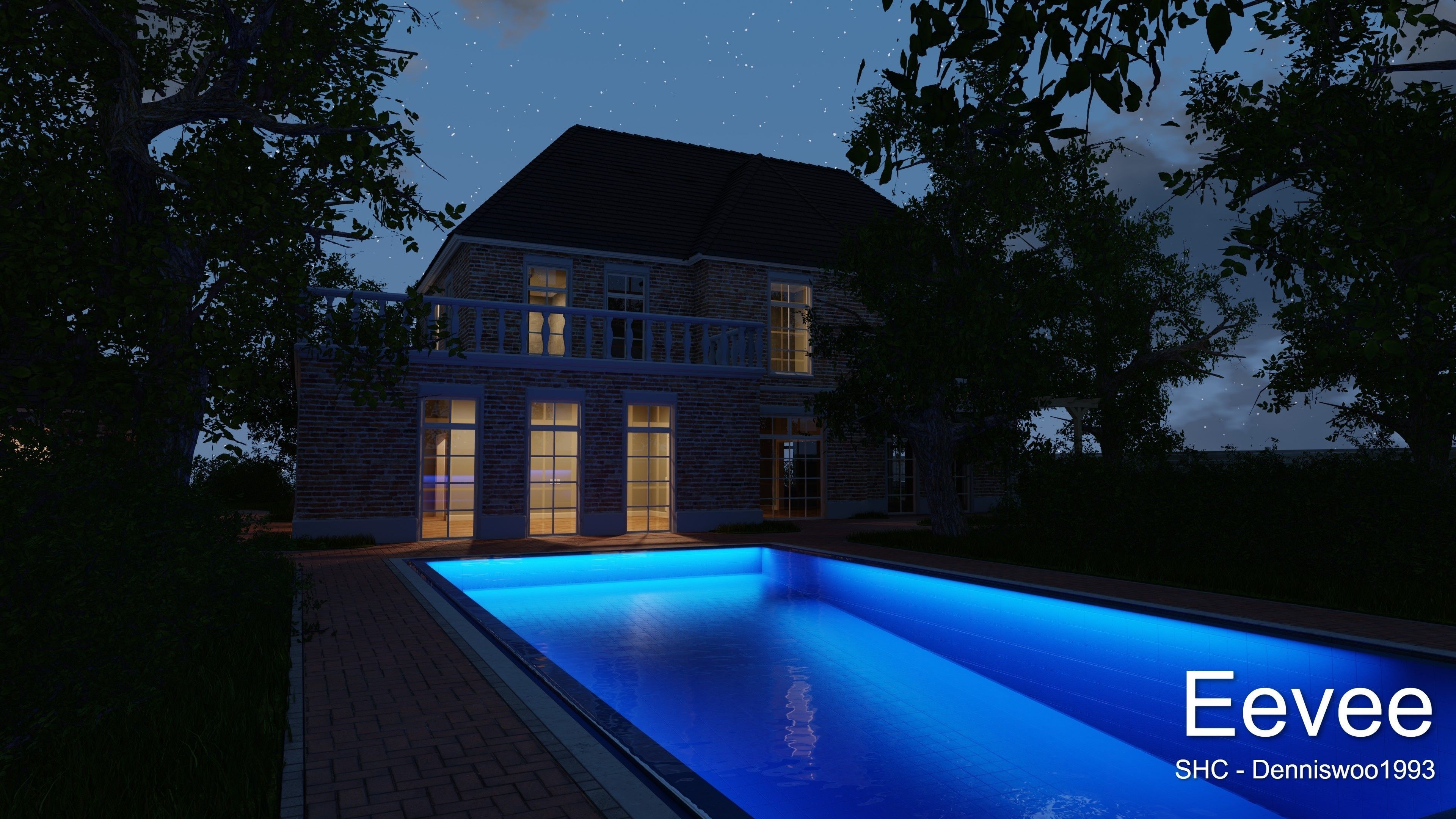 Classic villa 2021 Blender Eevee and Cycles 1 without furniture Low-poly 3D model_34