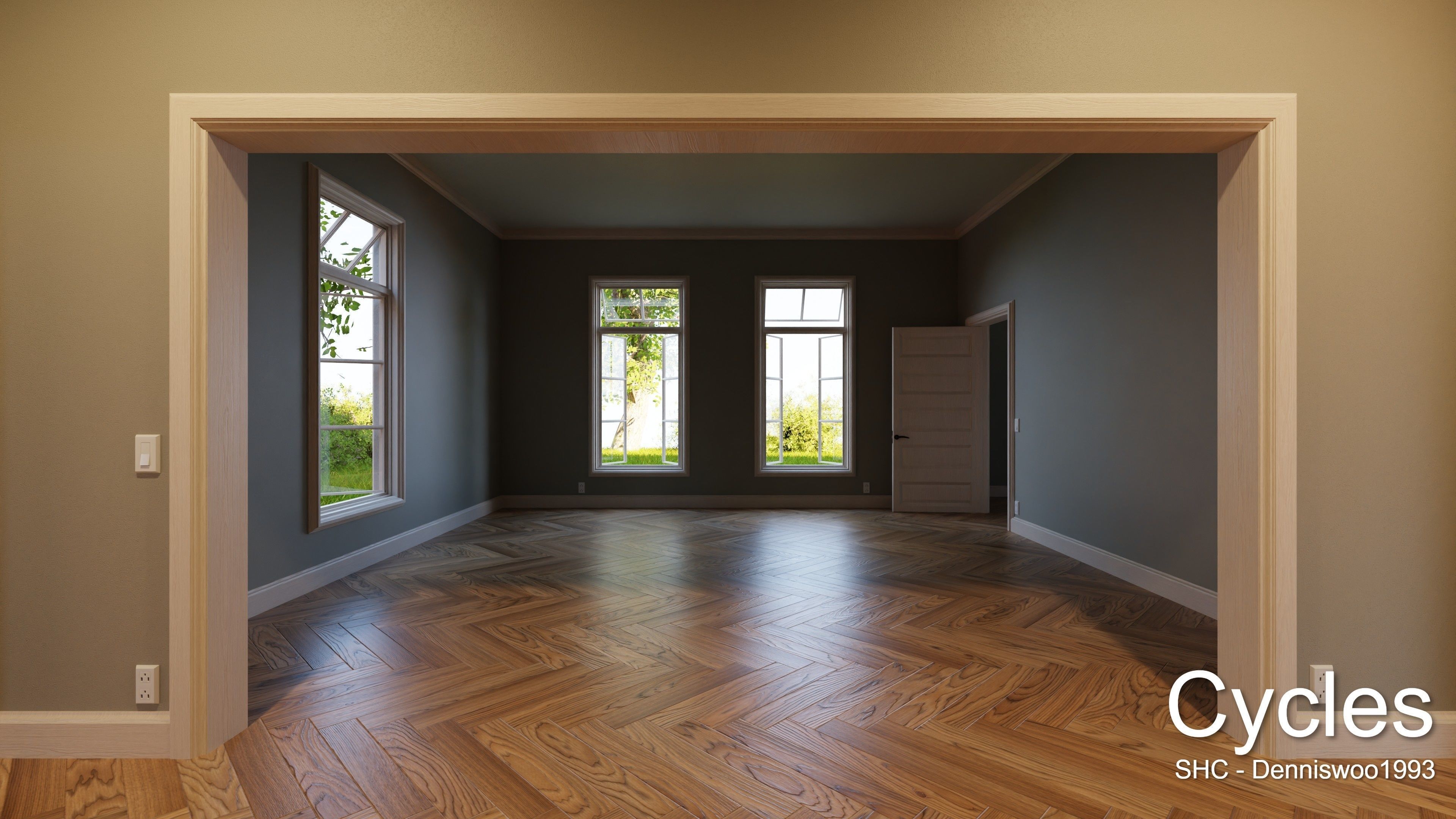 Classic villa 2021 Blender Eevee and Cycles 1 without furniture Low-poly 3D model_9