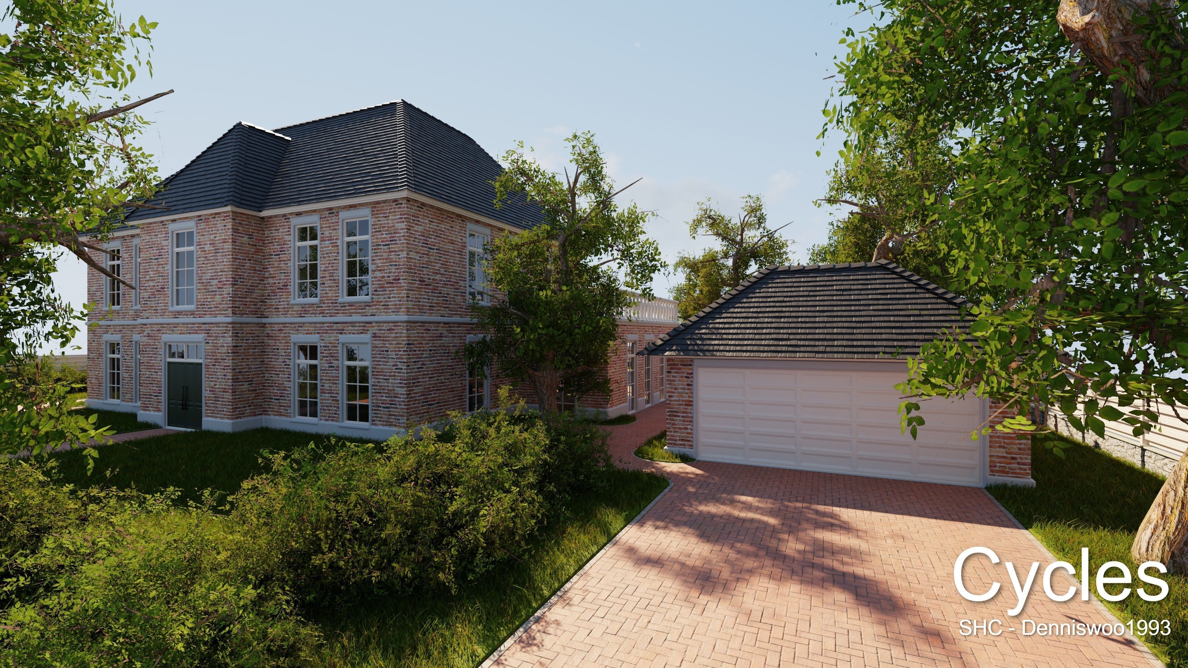 Classic villa 2021 Blender Eevee and Cycles 1 without furniture Low-poly 3D model_8