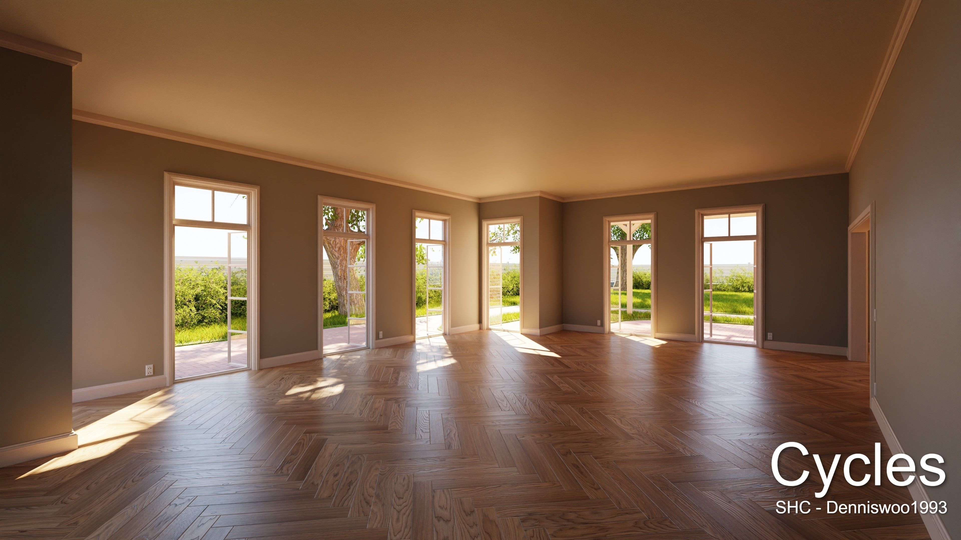 Classic villa 2021 Blender Eevee and Cycles 1 without furniture Low-poly 3D model_5