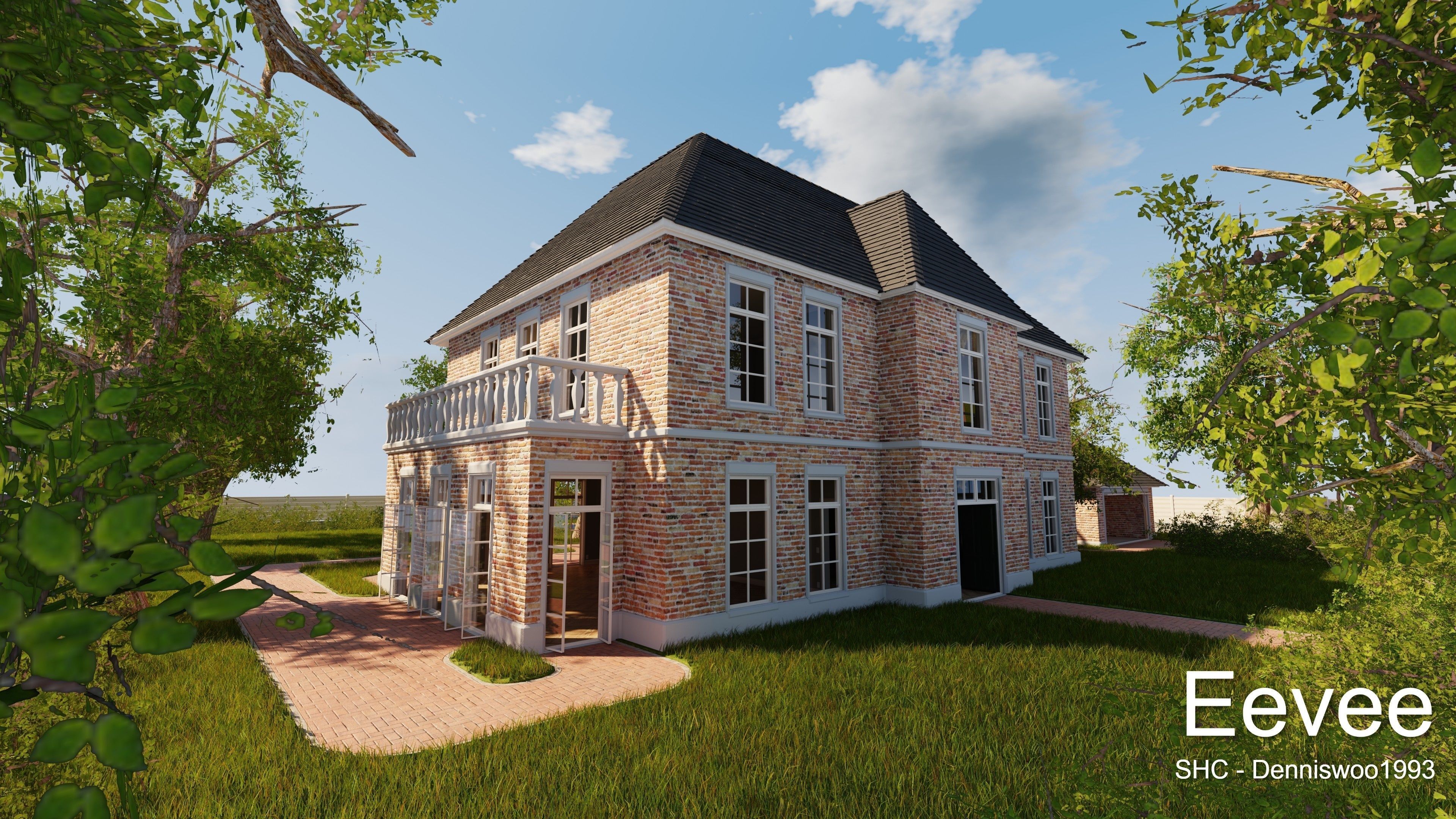 Classic villa 2021 Blender Eevee and Cycles 1 without furniture Low-poly 3D model_23