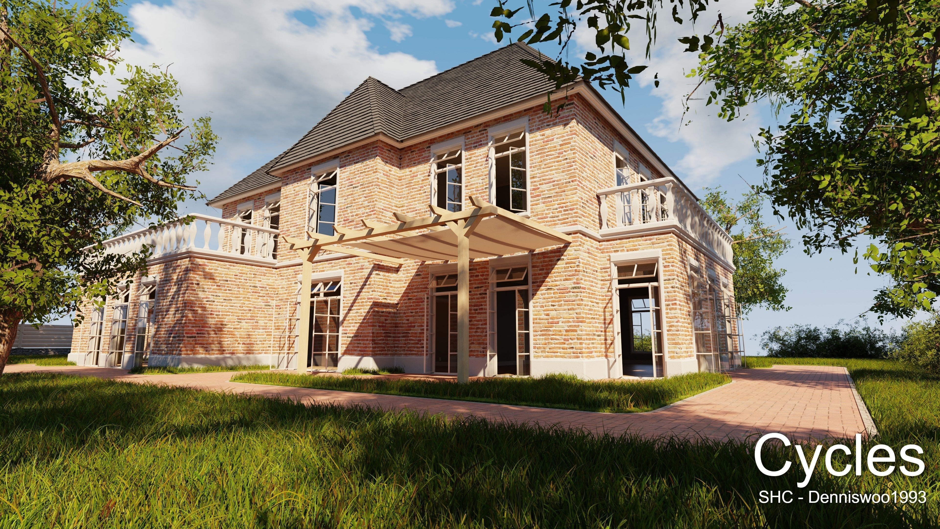 Classic villa 2021 Blender Eevee and Cycles 1 without furniture Low-poly 3D model_11