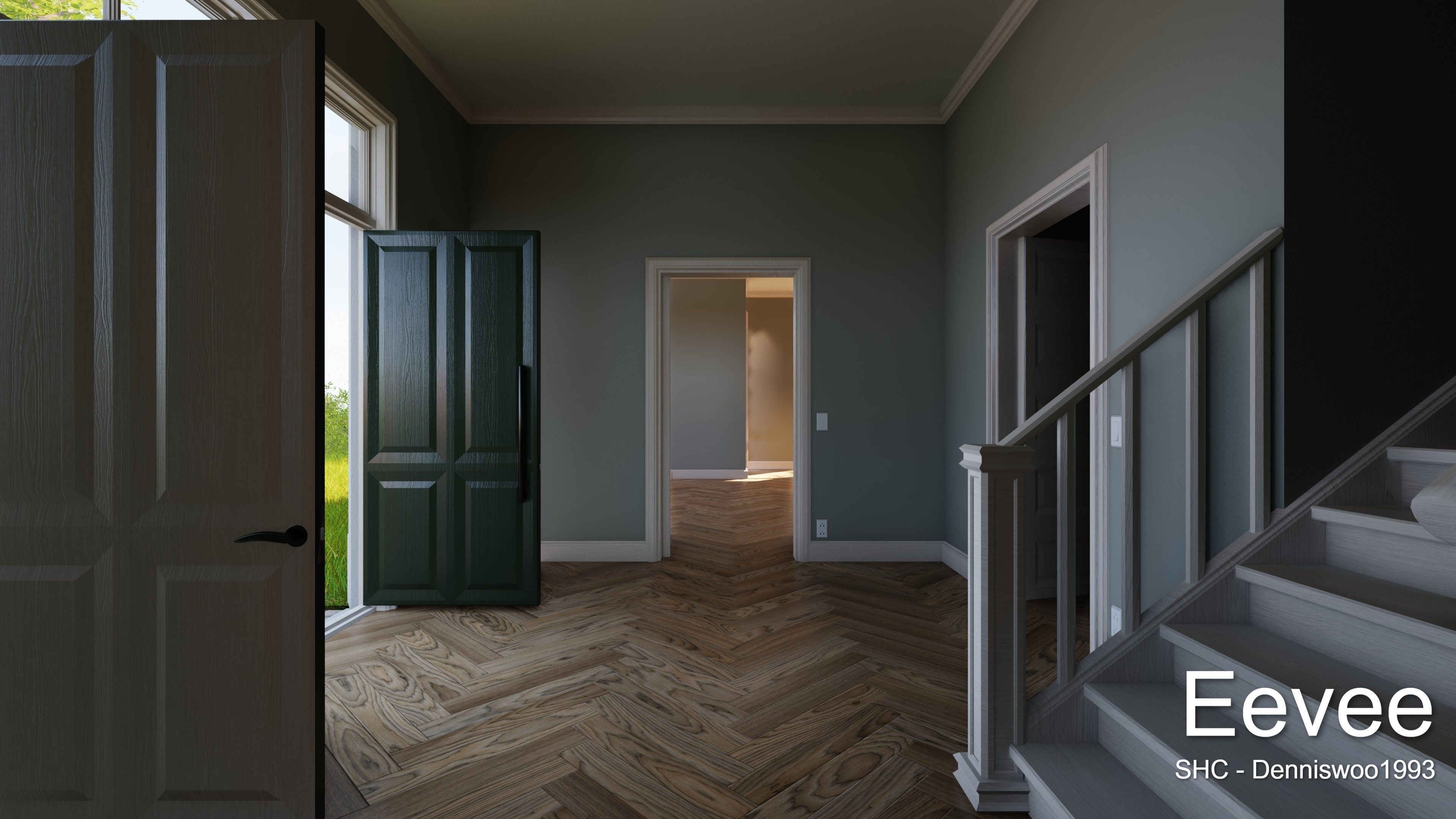 Classic villa 2021 Blender Eevee and Cycles 1 without furniture Low-poly 3D model_24