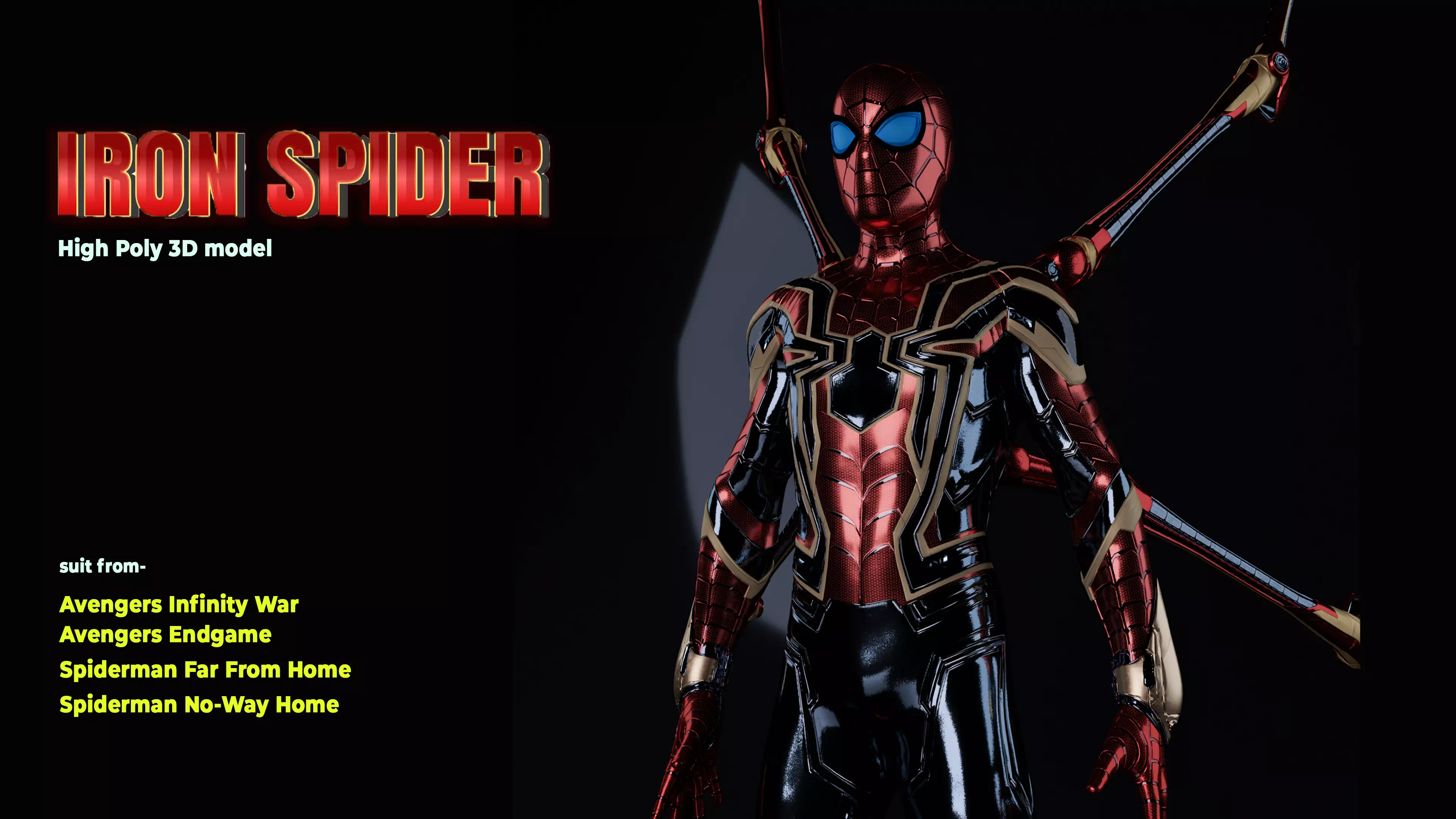 Spiderman Iron Spider MCU High Poly Rigged 3D model_0