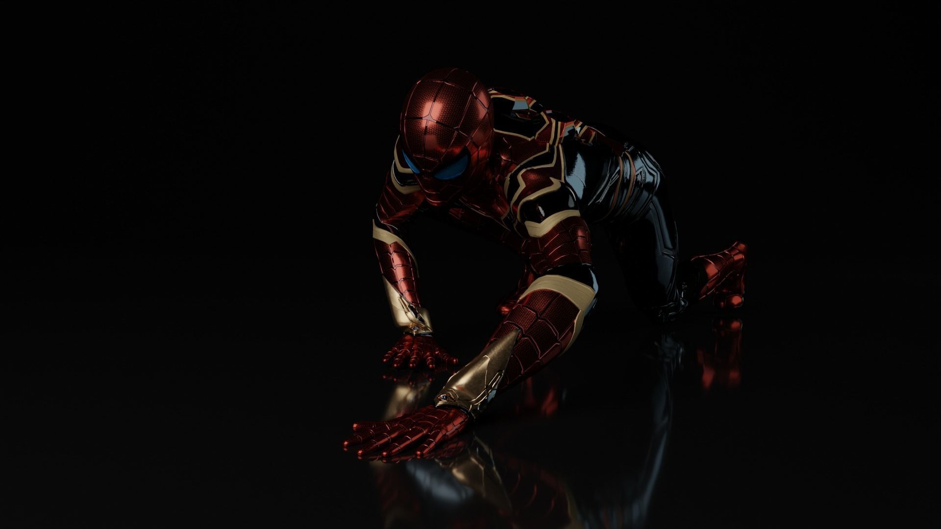 Spiderman Iron Spider MCU High Poly Rigged 3D model_2