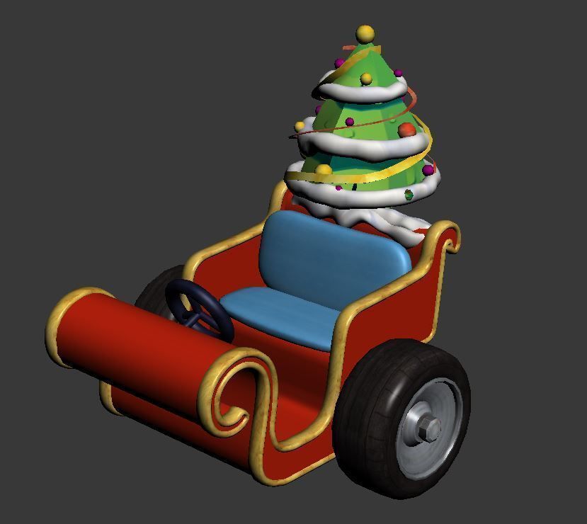 christmas sleigh 3D model Low-poly 3D model_1