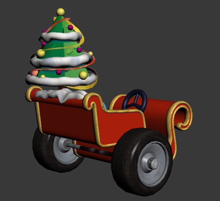 christmas sleigh 3D model Low-poly 3D model_4