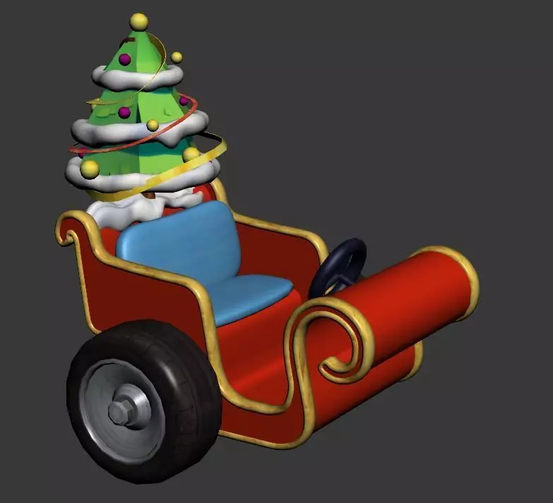 christmas sleigh 3D model Low-poly 3D model_0