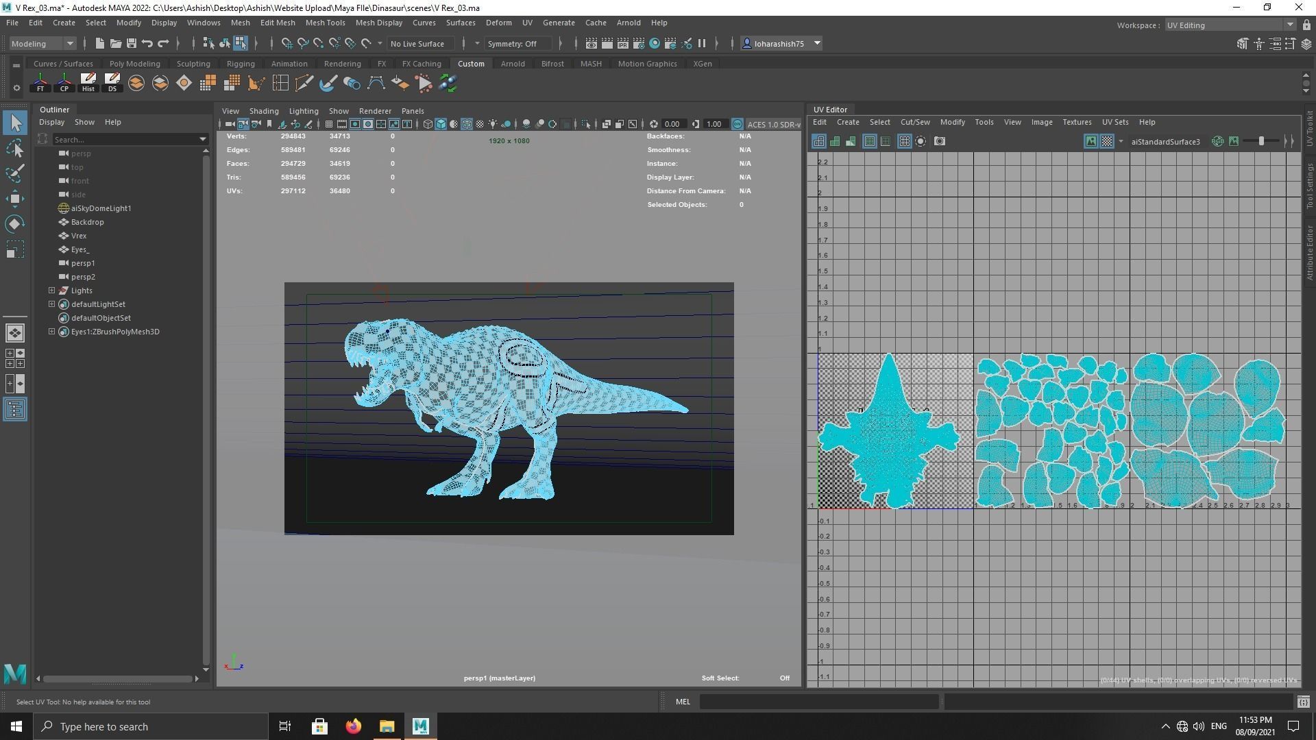V-Rex High Poly t-rex Low-poly 3D model_10