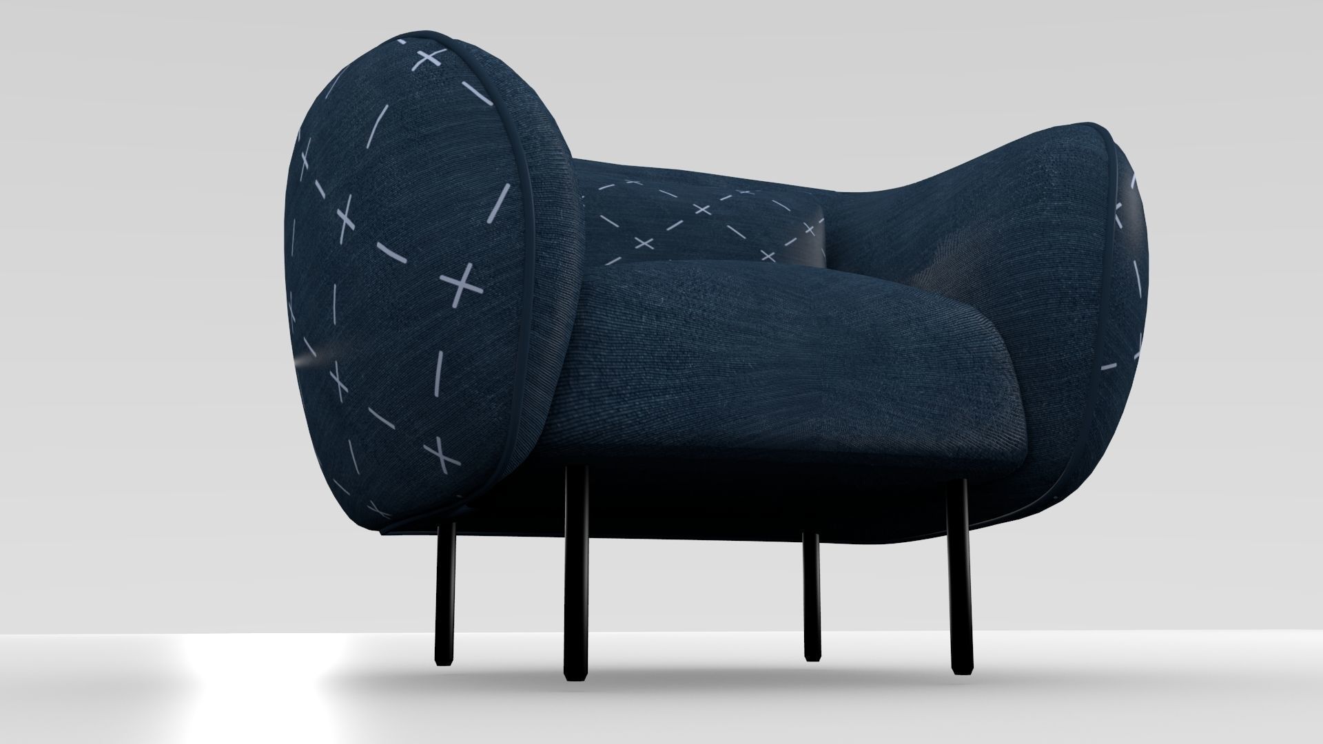 Arm Chair Low-poly 3D model_7