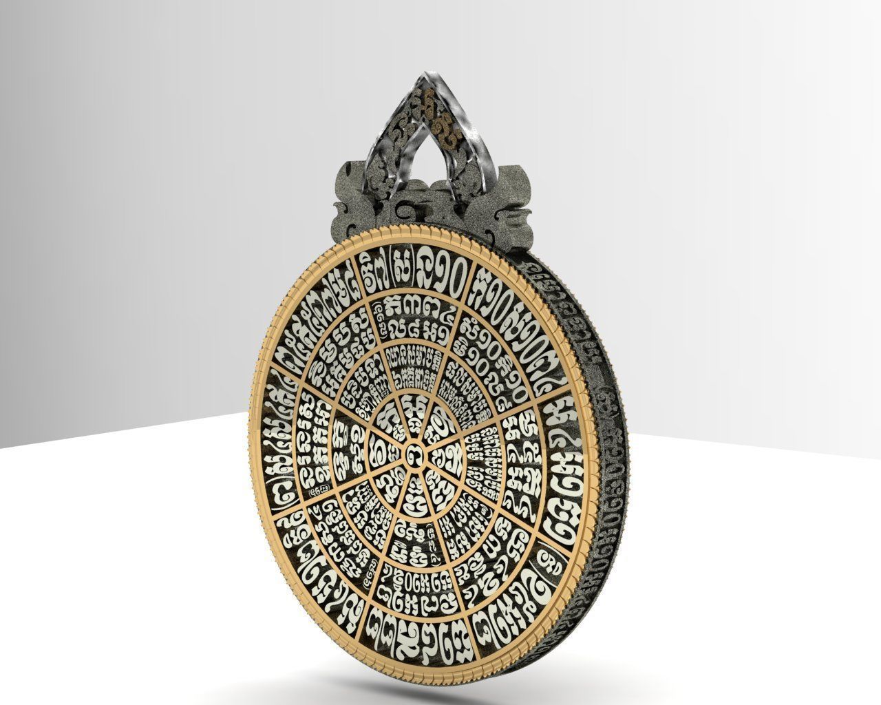 Necklace taiwanese zodiac wheel 3D print model_1