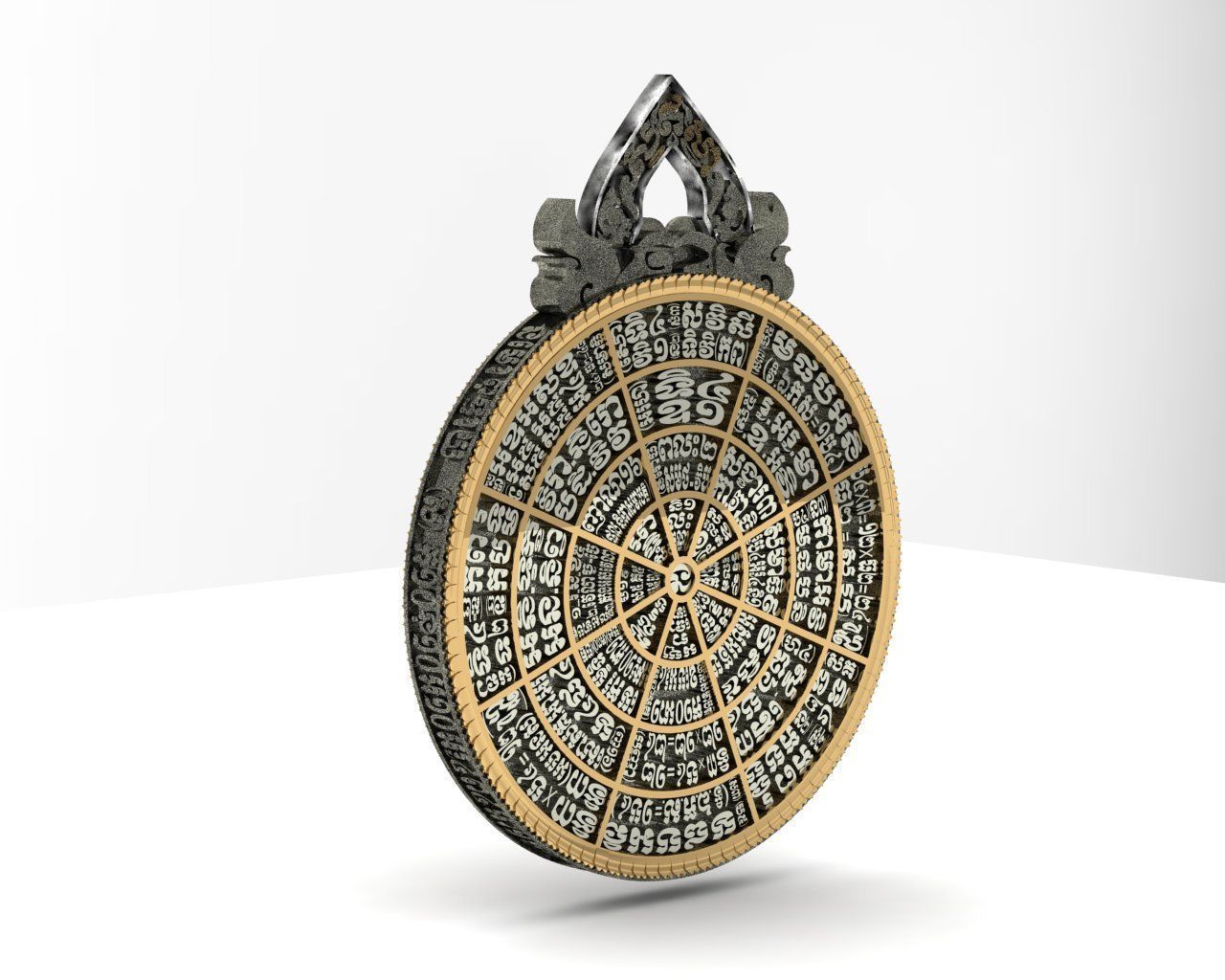 Necklace taiwanese zodiac wheel 3D print model_3