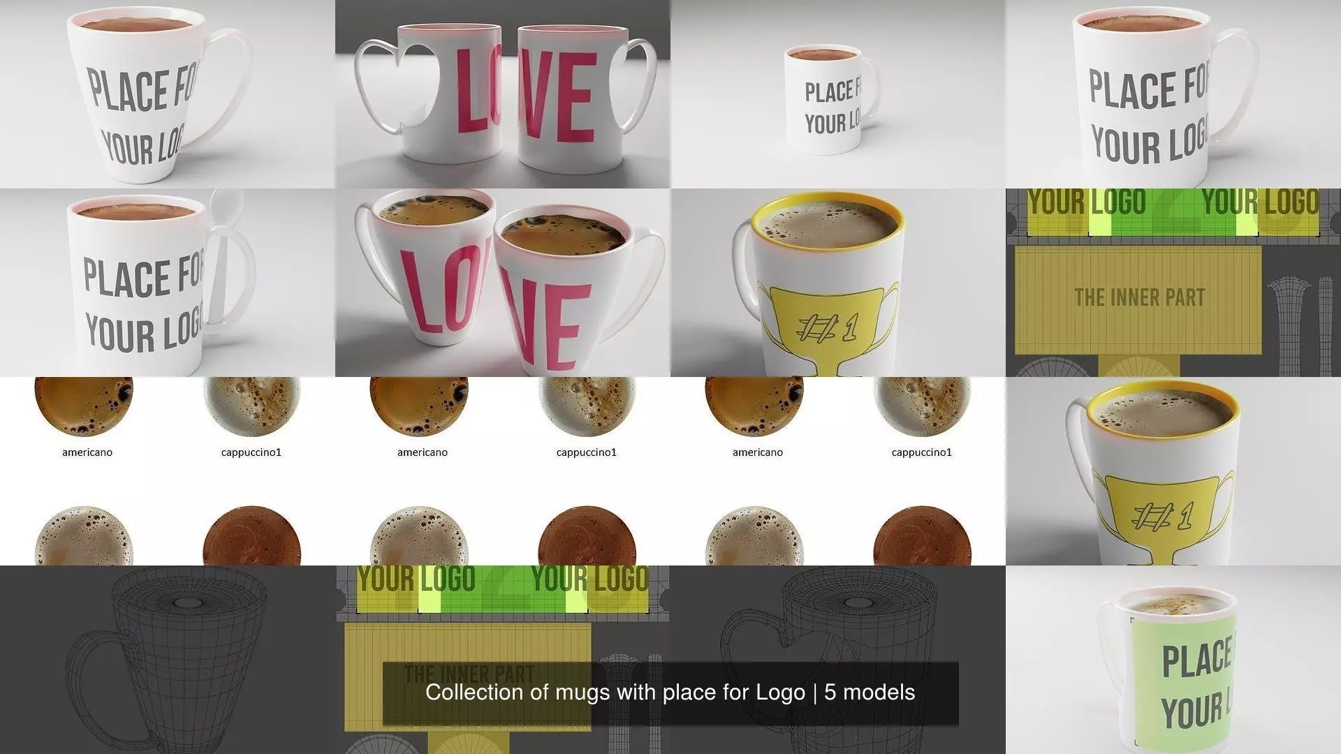 Collection of mugs with place for Logo _0