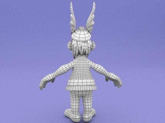 Asterix cartoon character with wings Low-poly 3D model_3