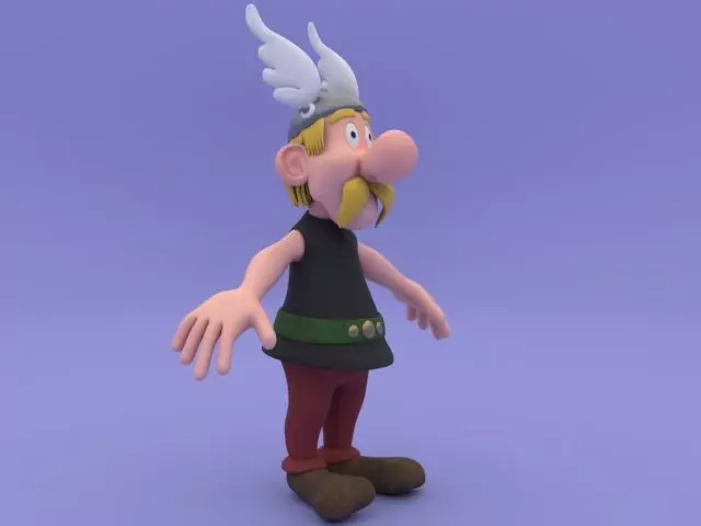 Asterix cartoon character with wings Low-poly 3D model_0