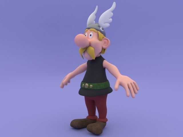 Asterix cartoon character with wings Low-poly 3D model_1