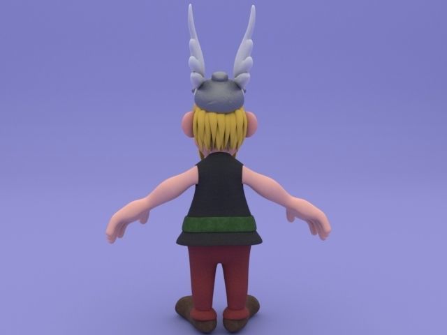 Asterix cartoon character with wings Low-poly 3D model_2