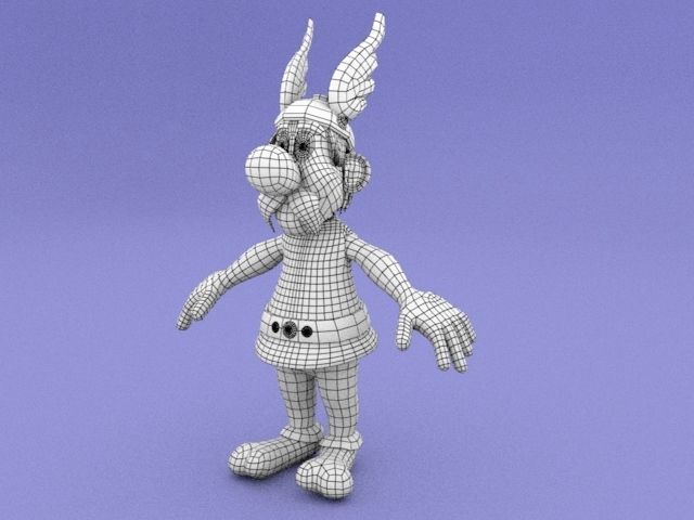 Asterix cartoon character with wings Low-poly 3D model_4