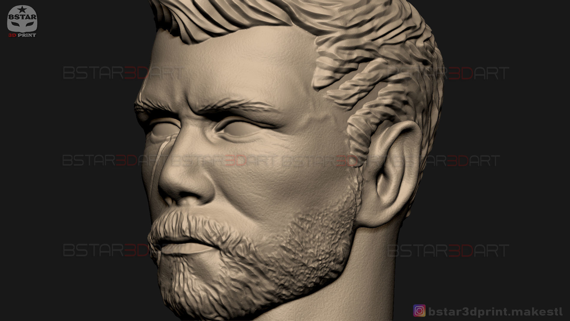 Thor Head - Chris Hemsworth - Avenger - Infinity War 3D print model_11