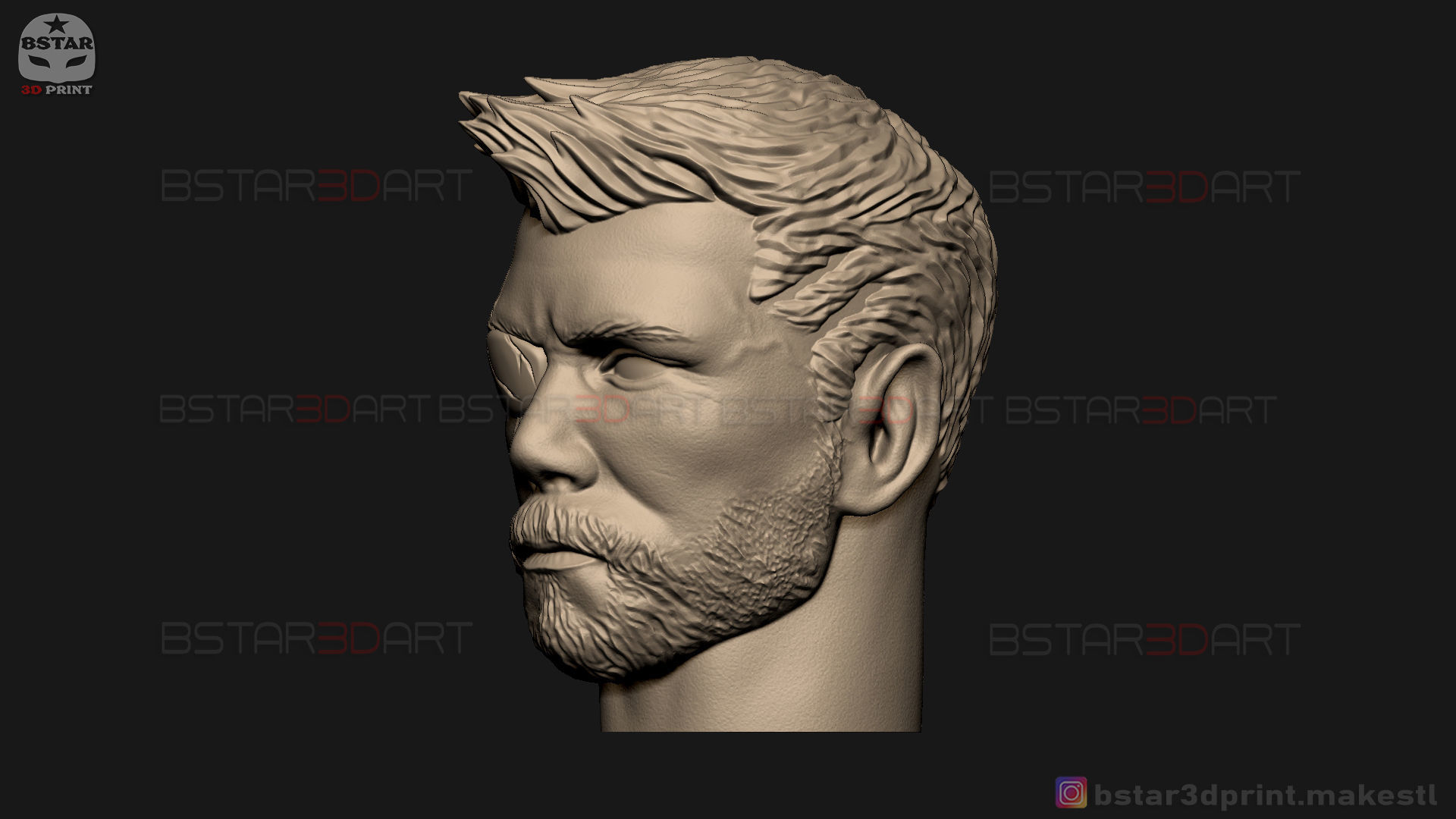 Thor Head - Chris Hemsworth - Avenger - Infinity War 3D print model_3