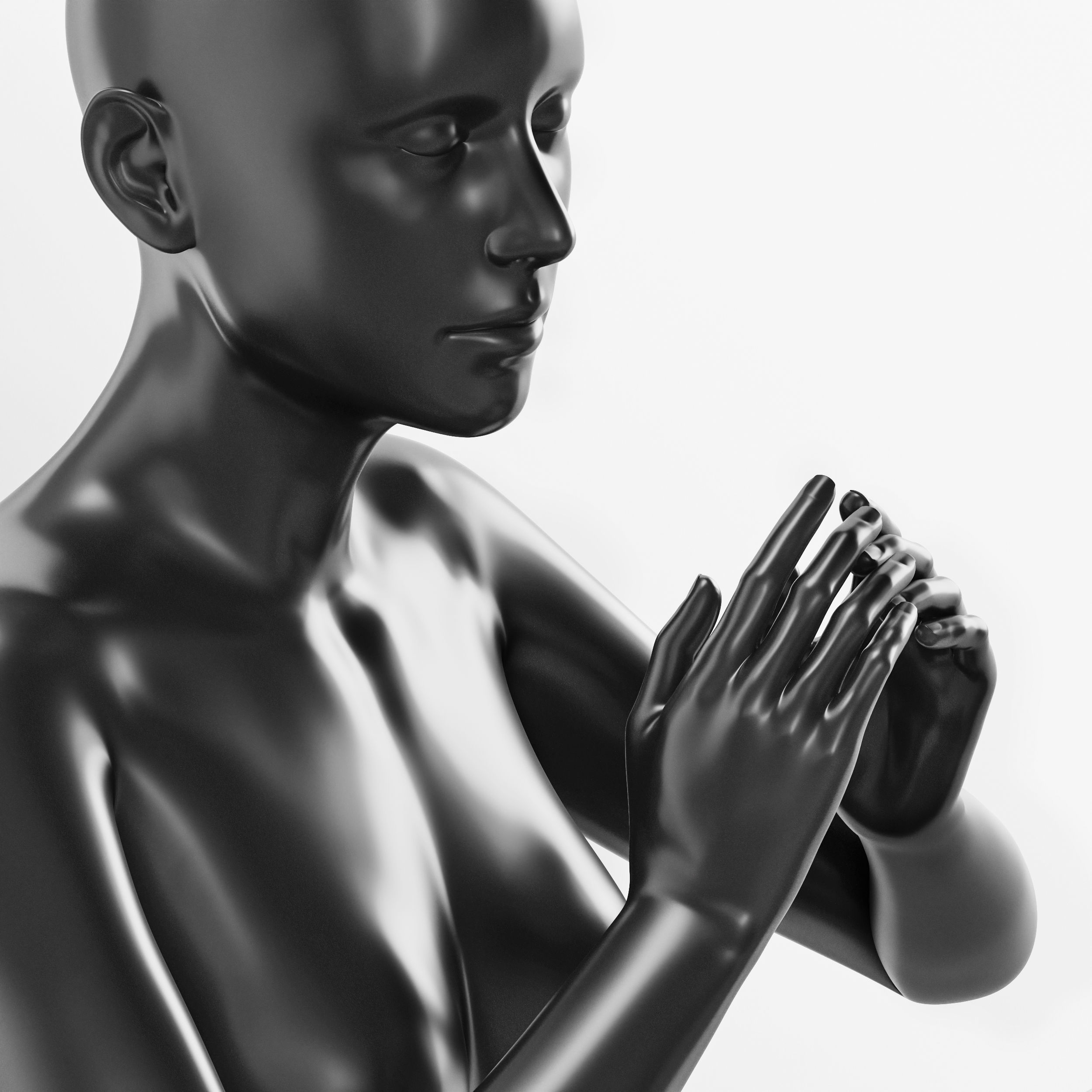 Female woman standing Pose Mannequin 3D model_1