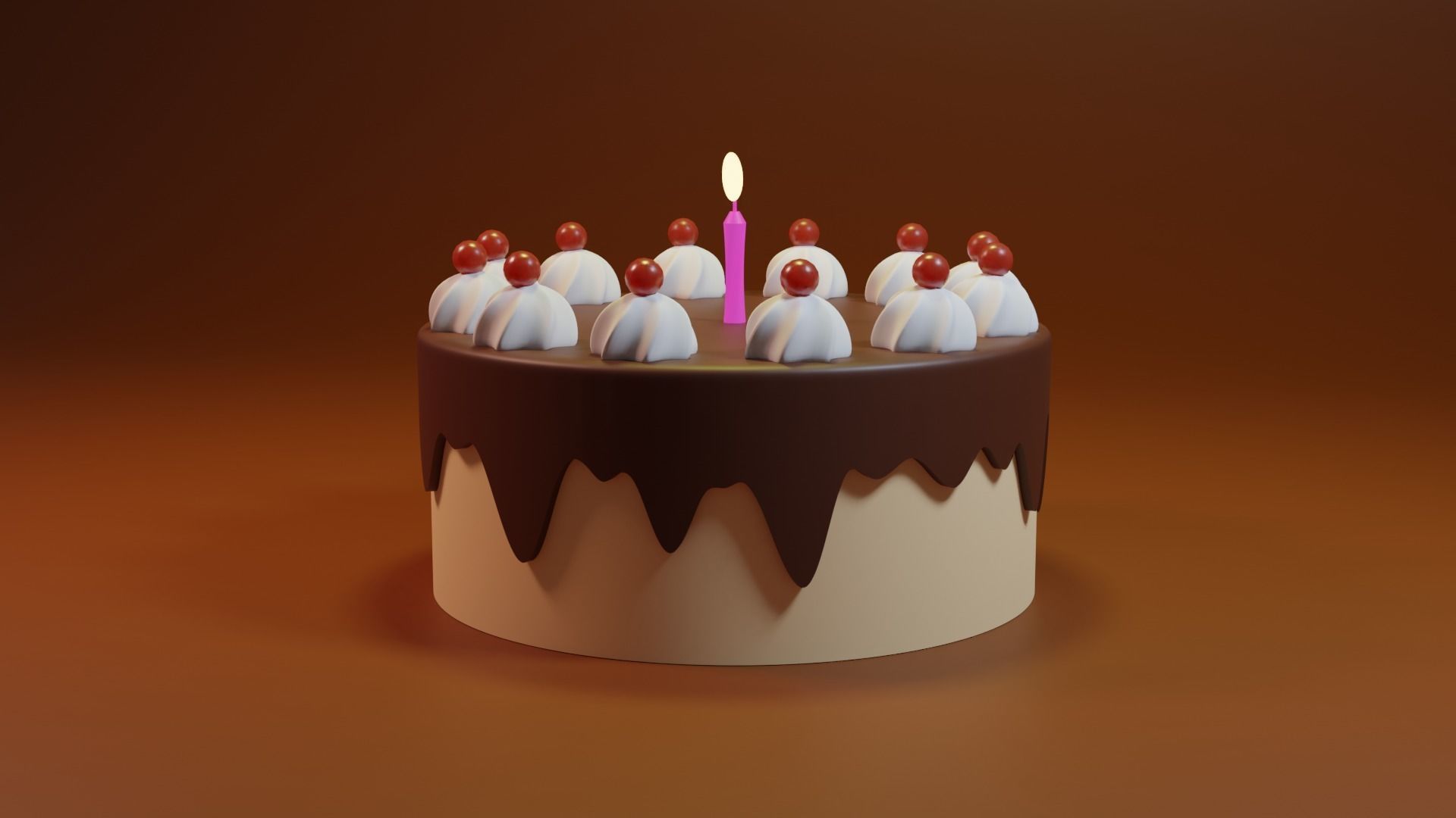 Chocolate Birthday Cake 3D Model Free 3D model_2