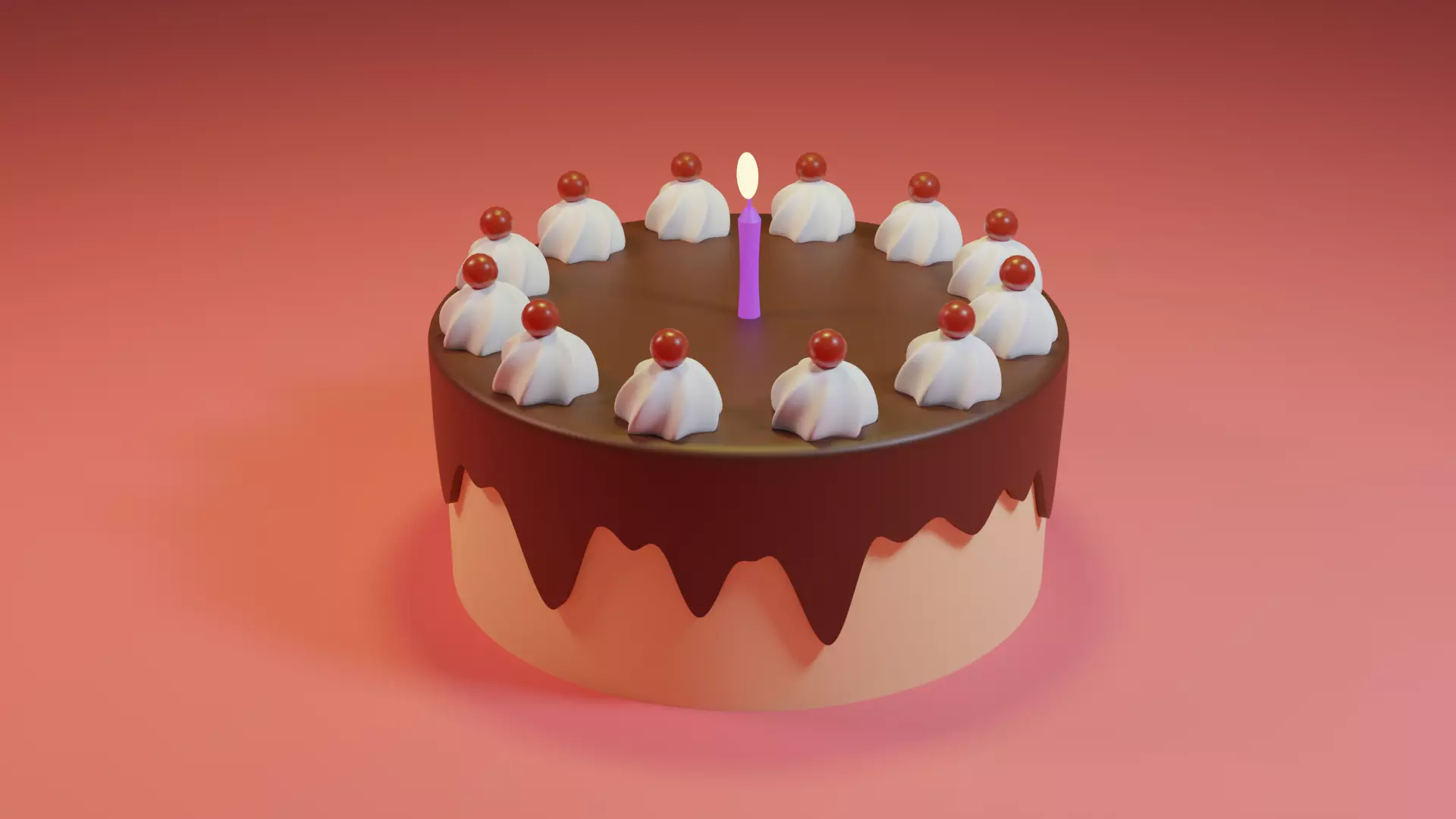 Chocolate Birthday Cake 3D Model Free 3D model_0