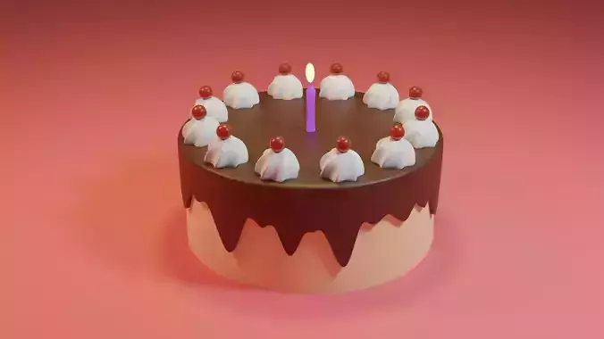 Chocolate Birthday Cake 3D Model Free 3D model