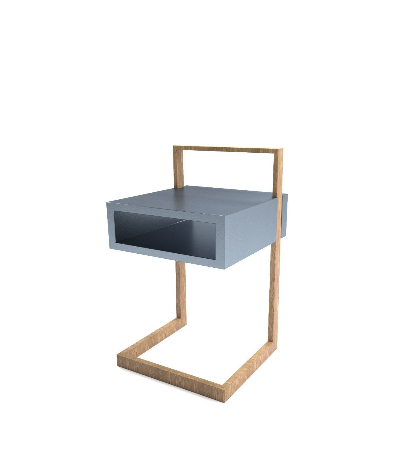 Furniture set bedside table with drawer and wooden stand Free 3D model_1