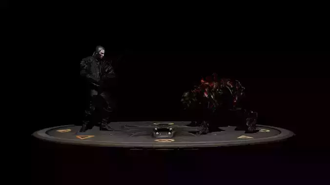 Geralt of Rivia vs Alghoul The Witcher 3 High-Quality 3D model