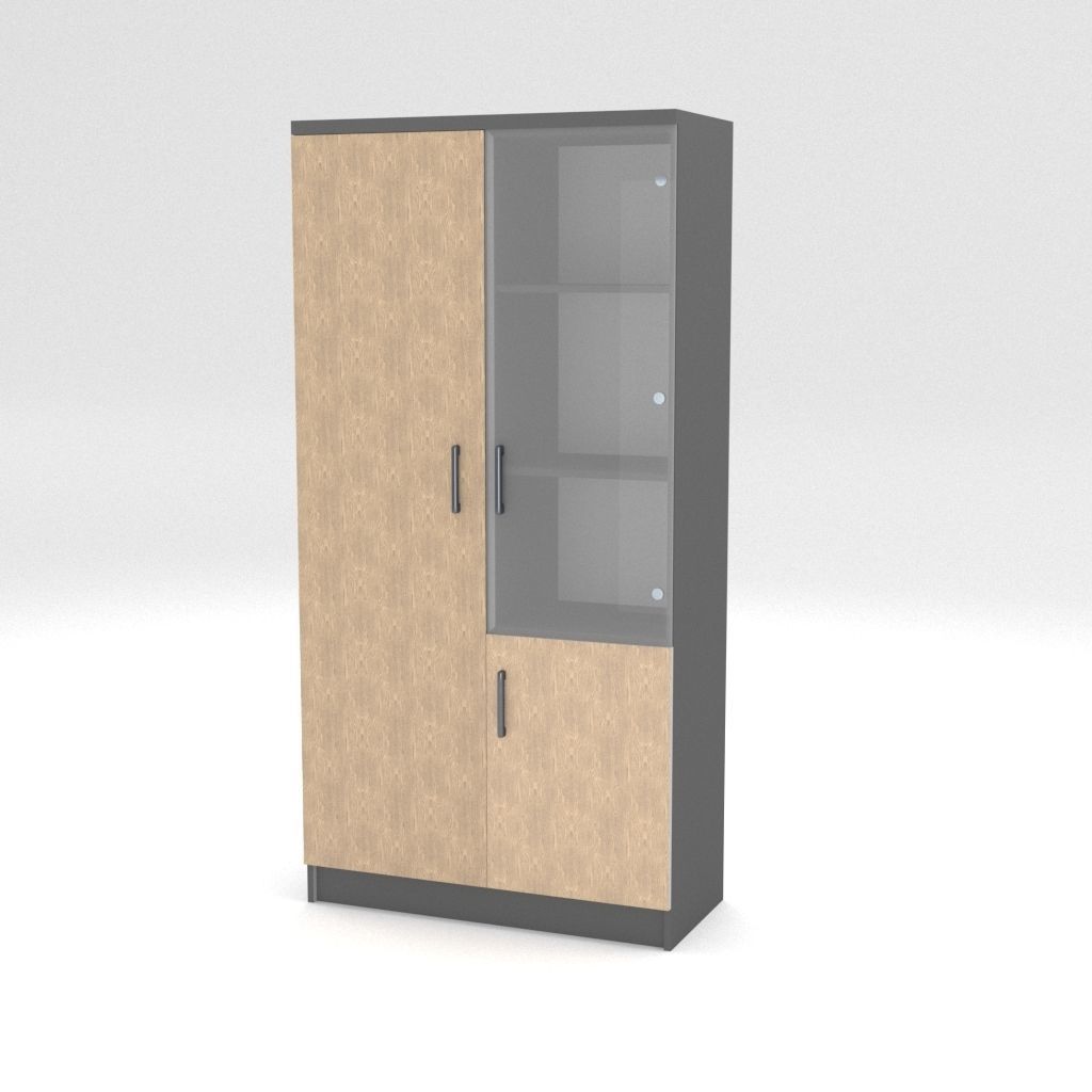 cupboard office cabinet with glass door Free 3D model_1