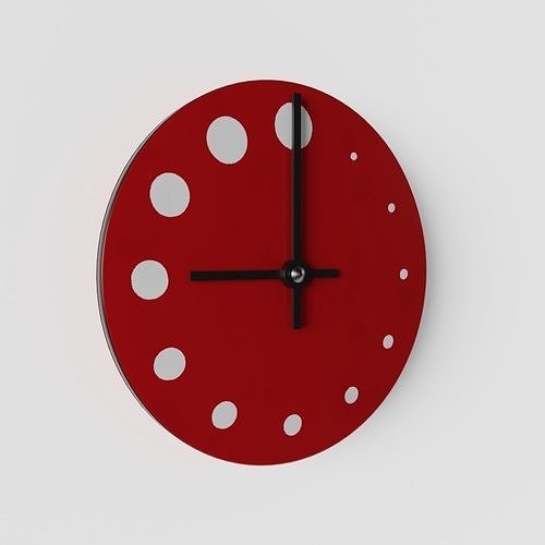 Mid-Century Wall Clock Low-poly 3D model