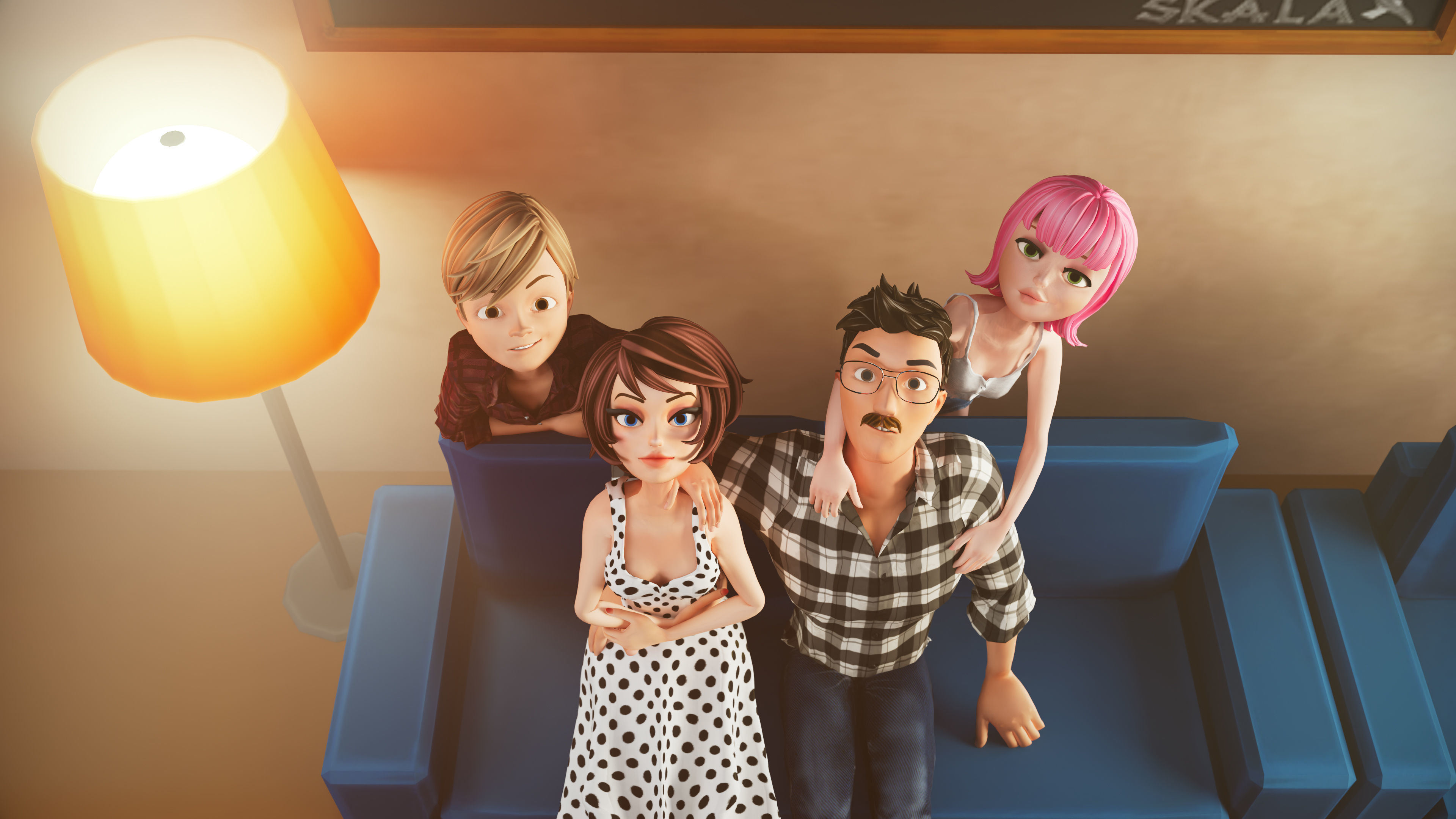 Stylized Family Rigged  Cartoon Characters Pack Low-poly 3D model_1