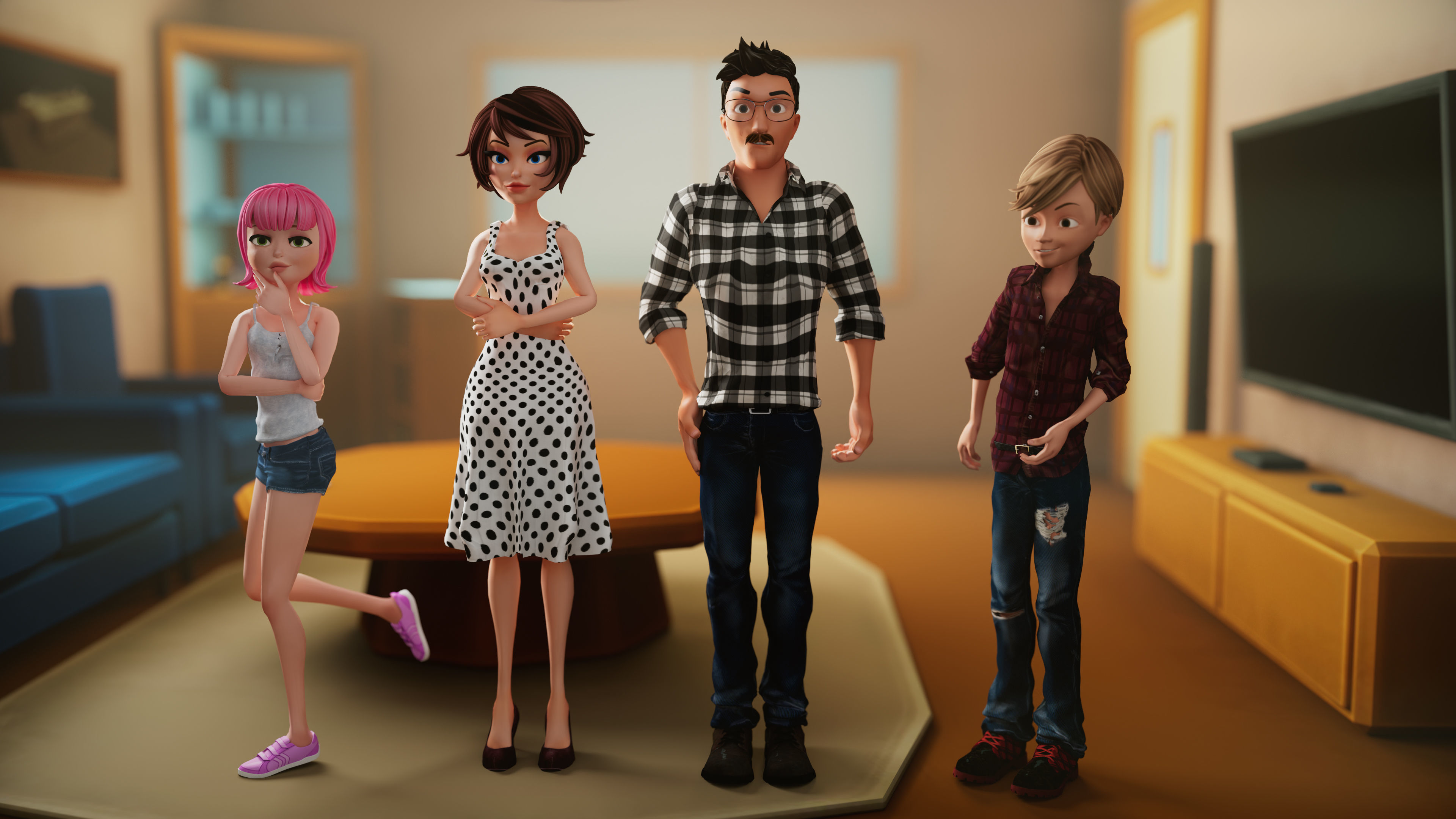 Stylized Family Rigged  Cartoon Characters Pack Low-poly 3D model_4