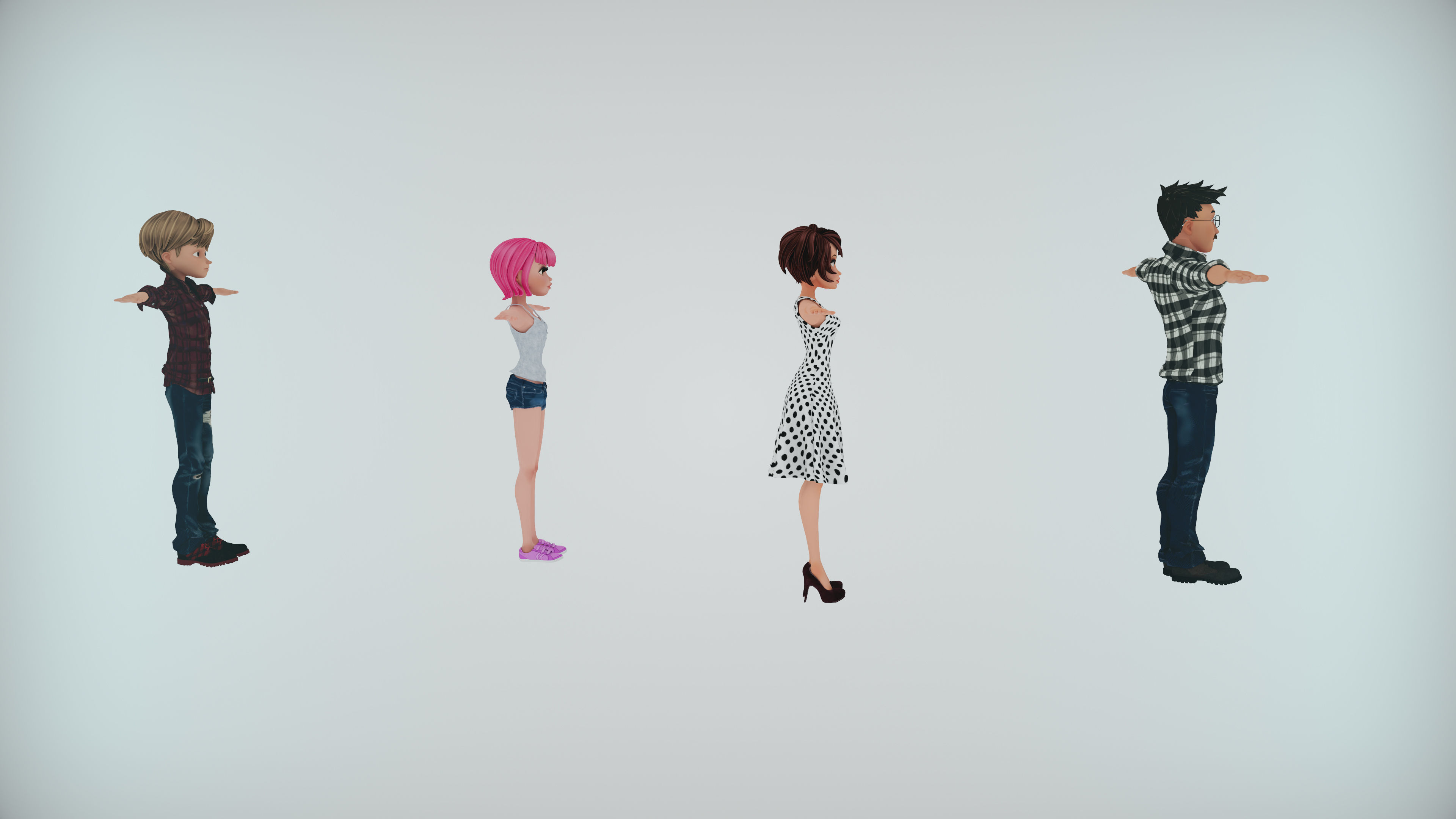 Stylized Family Rigged  Cartoon Characters Pack Low-poly 3D model_8