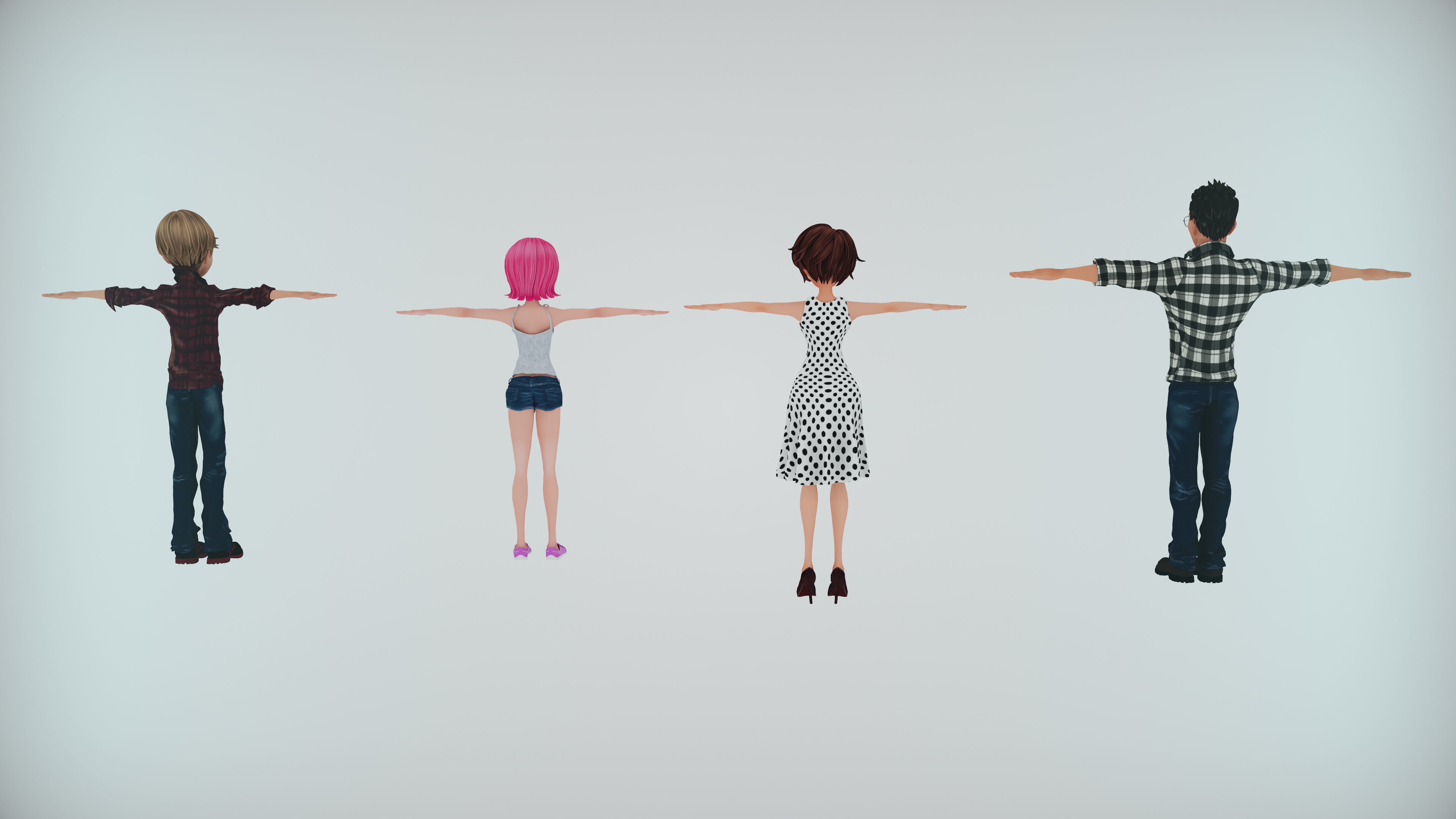 Stylized Family Rigged  Cartoon Characters Pack Low-poly 3D model_7