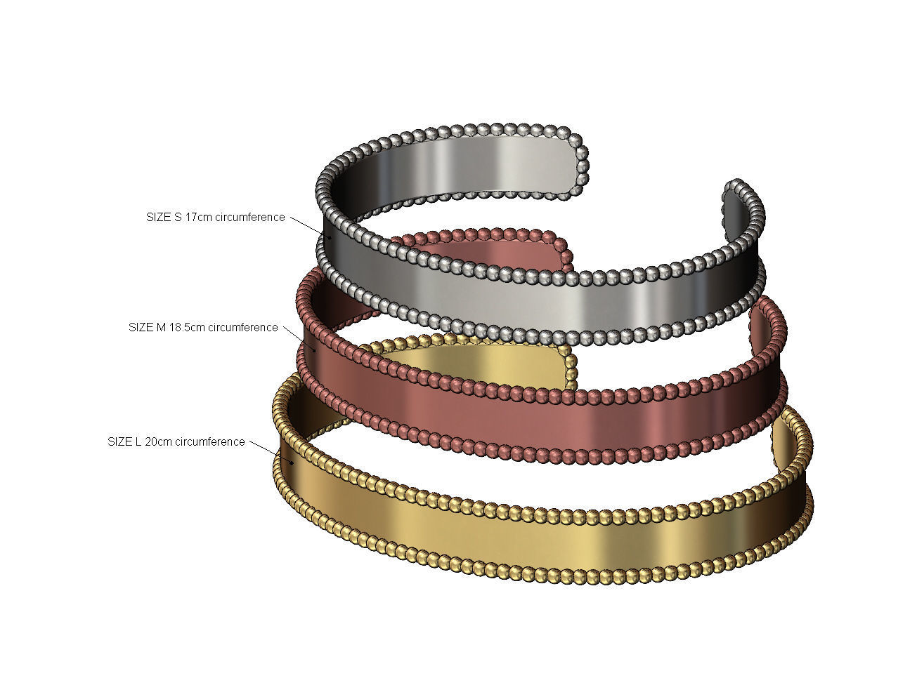  Simple beaded 10mm cuff bracelet 3D print model_1